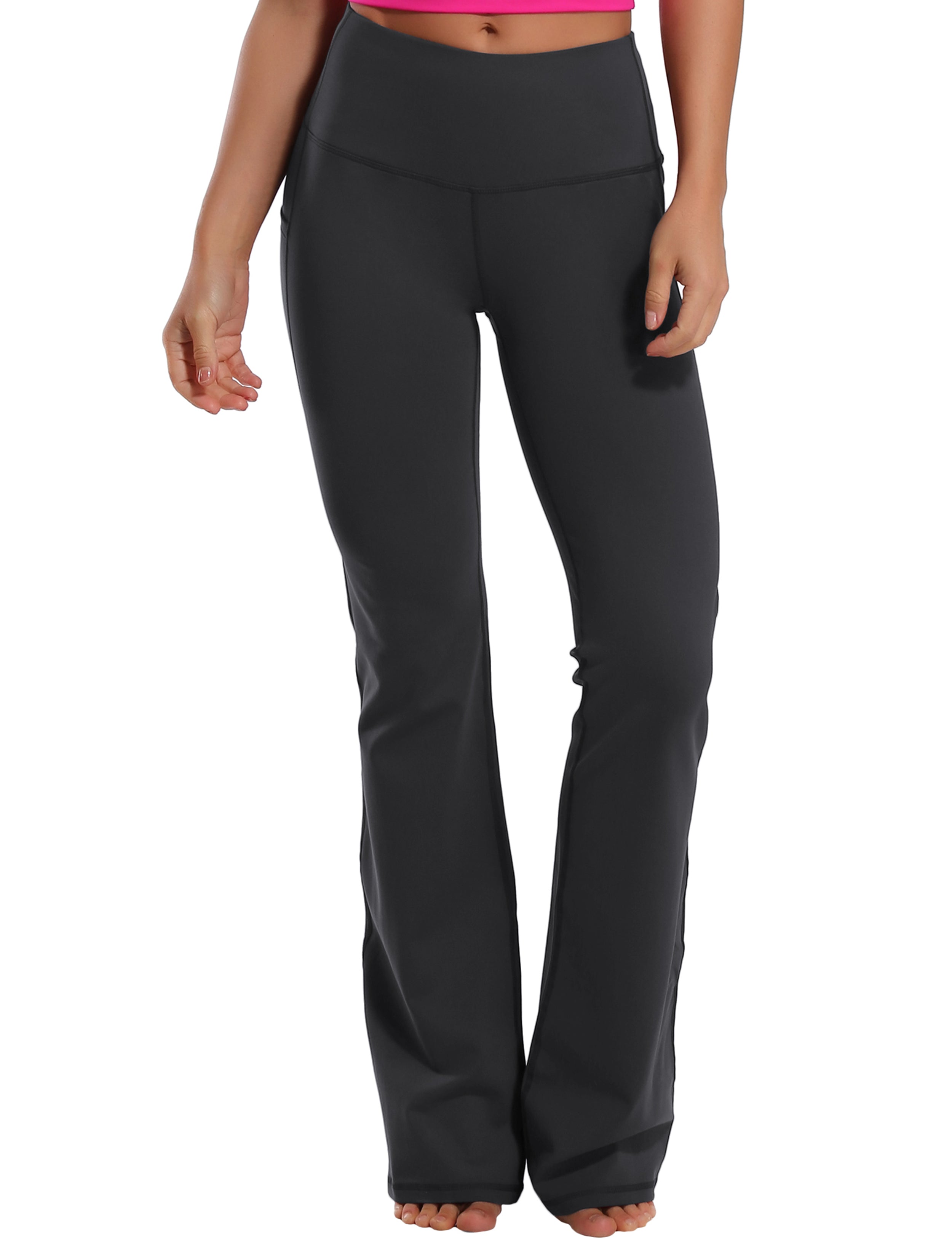 139 Side Pockets Bootcut Leggings shadowcharcoal 87%Nylon/13%Spandex Fabric doesn't attract lint easily 4-way stretch No see-through Moisture-wicking Tummy control Inner pocket Four lengths