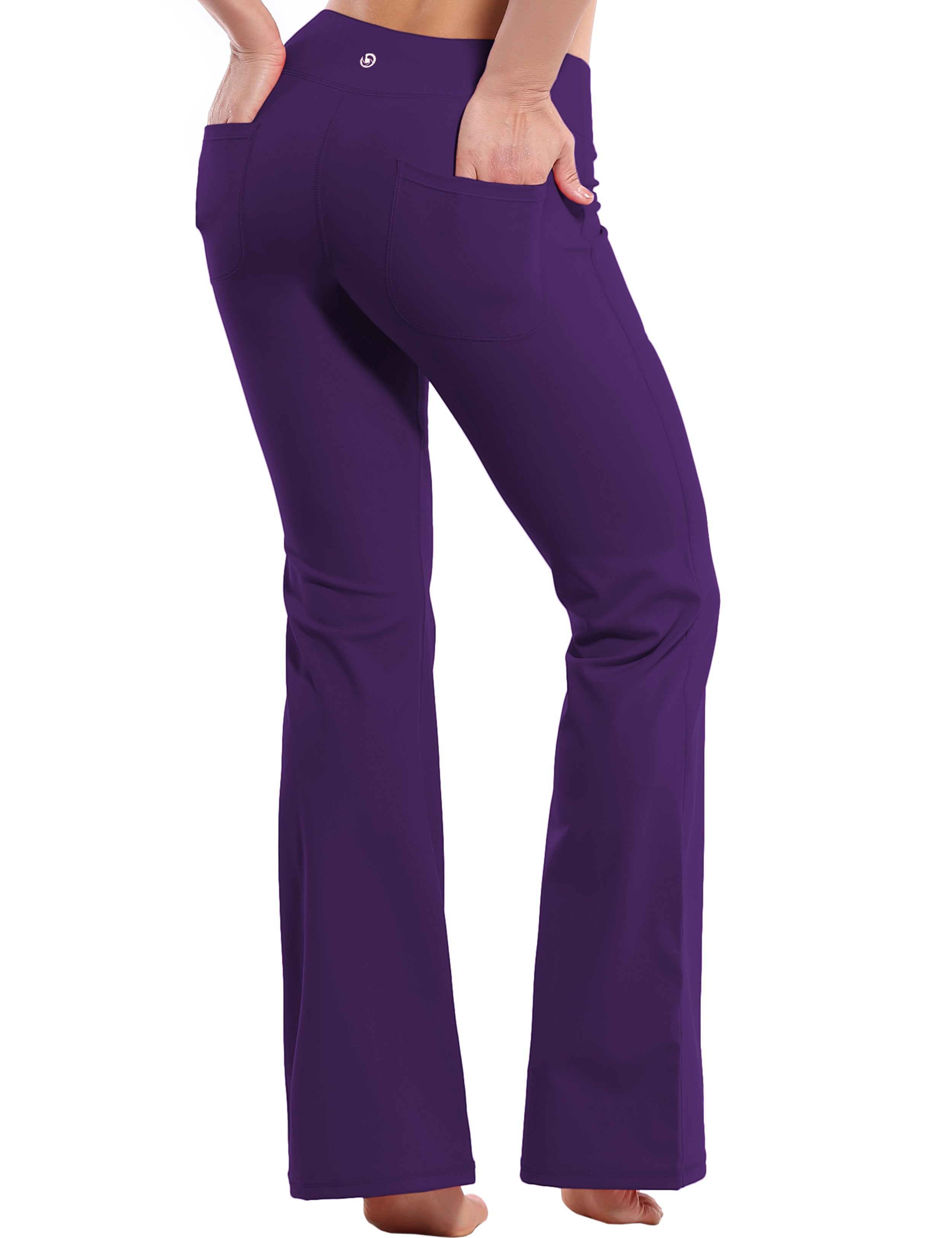 4 Pockets Bootcut Leggings eggplantpurple 75%Nylon/25%Spandex Fabric doesn't attract lint easily 4-way stretch No see-through Moisture-wicking Inner pocket Four lengths