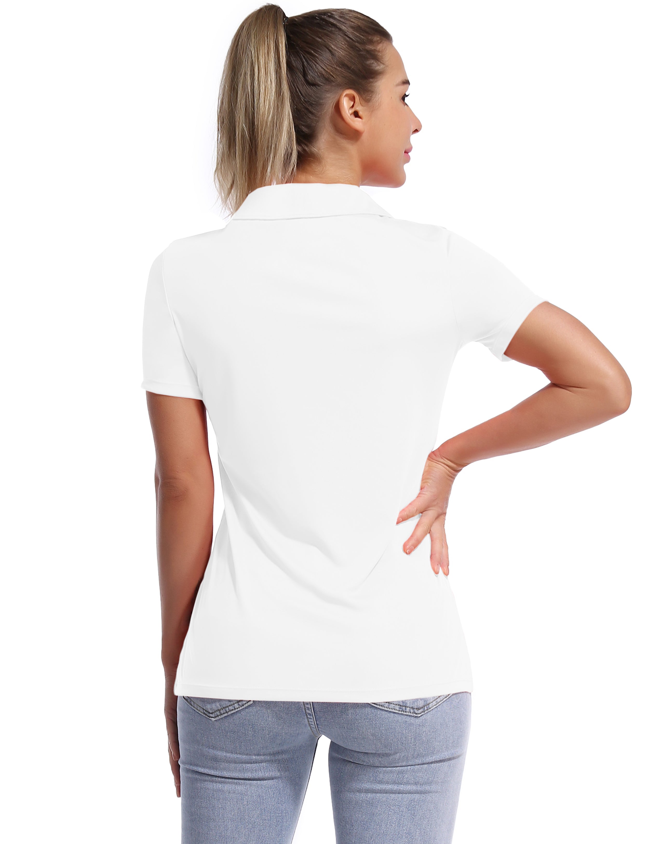 Short Sleeve Slim Fit Polo Shirt white ins_Plus Size
