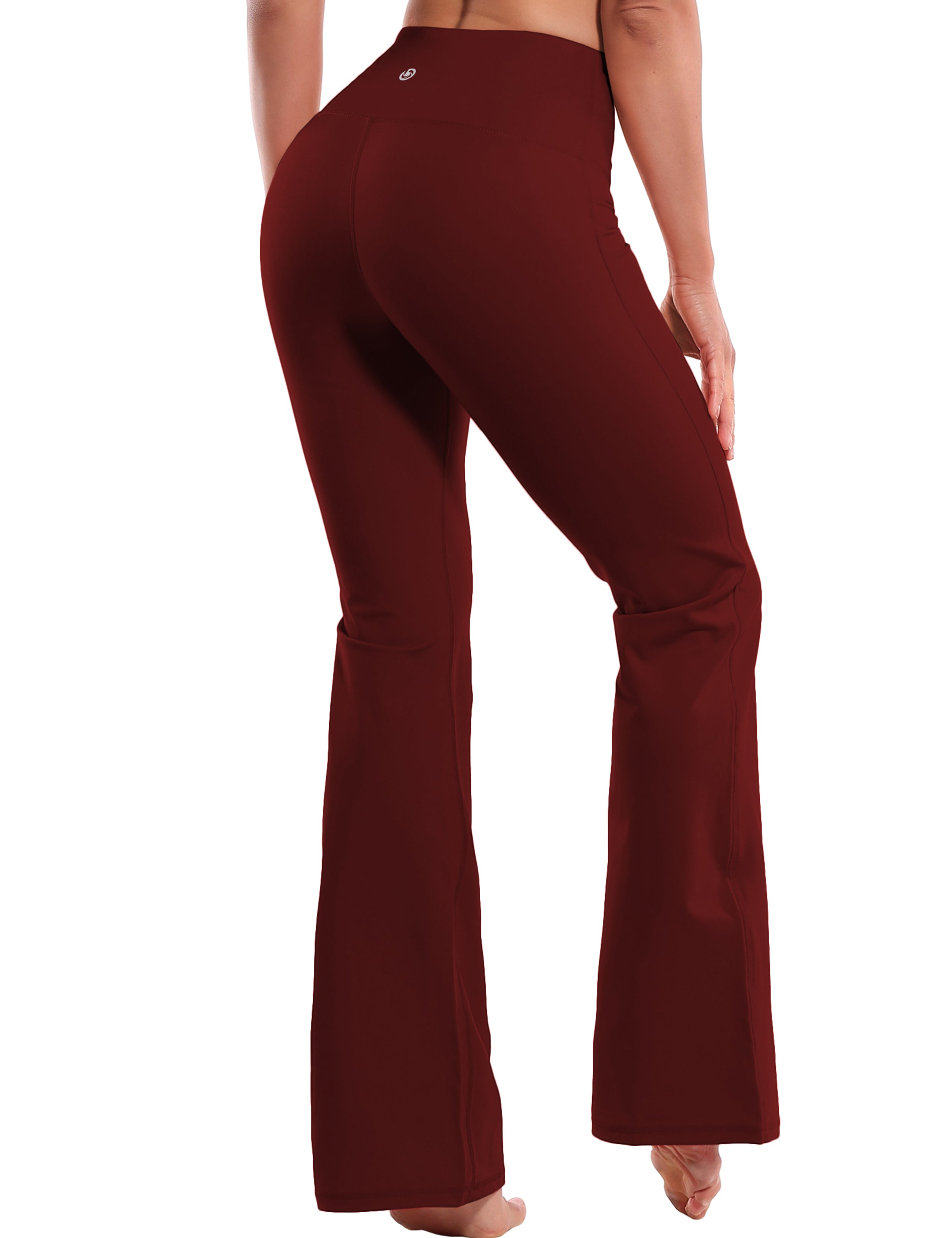 High Waist Bootcut Leggings Cherryred 75%Nylon/25%Spandex Fabric doesn't attract lint easily 4-way stretch No see-through Moisture-wicking Tummy control Inner pocket Five lengths