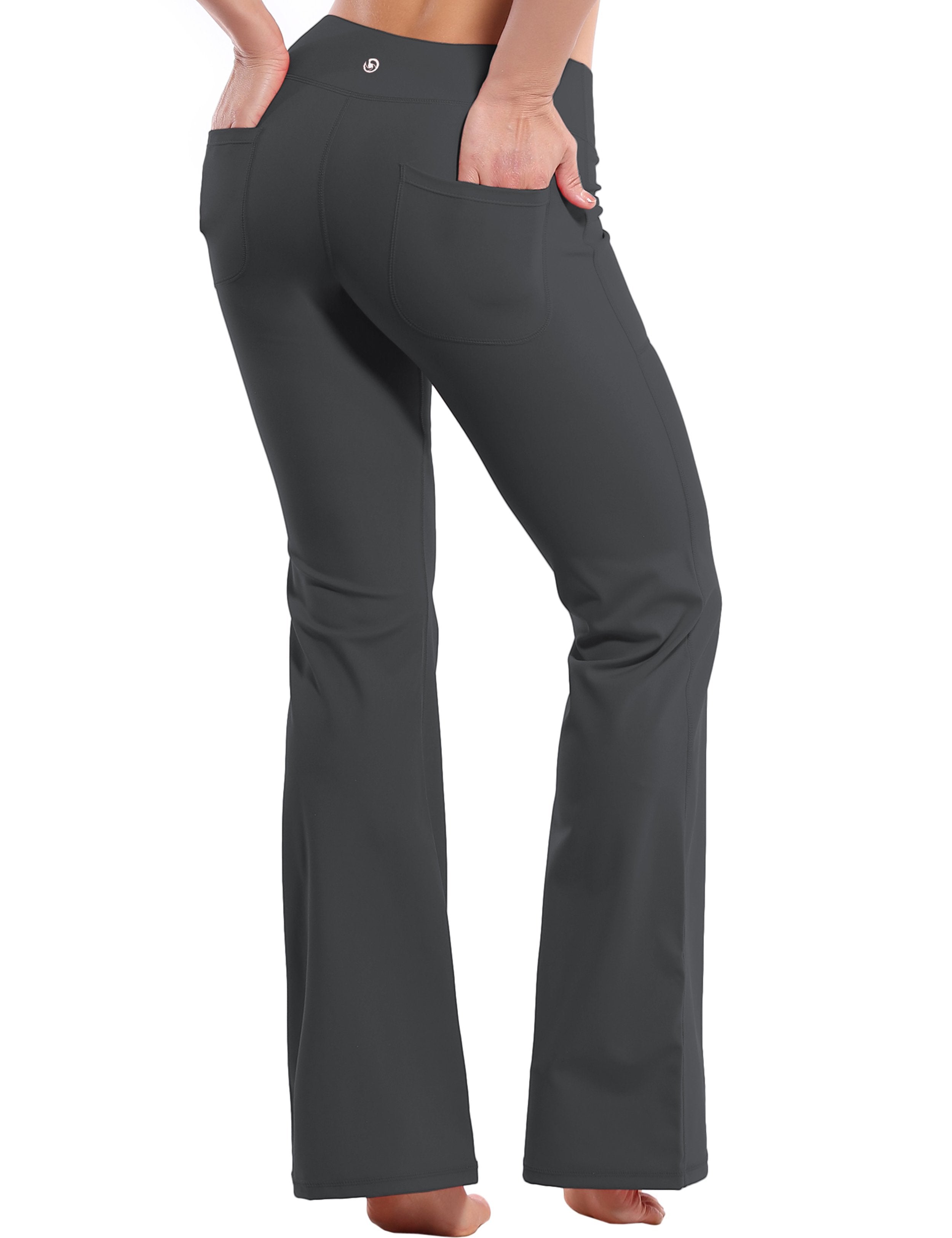 4 Pockets Bootcut Leggings shadowcharcoal 75%Nylon/25%Spandex Fabric doesn't attract lint easily 4-way stretch No see-through Moisture-wicking Inner pocket Four lengths