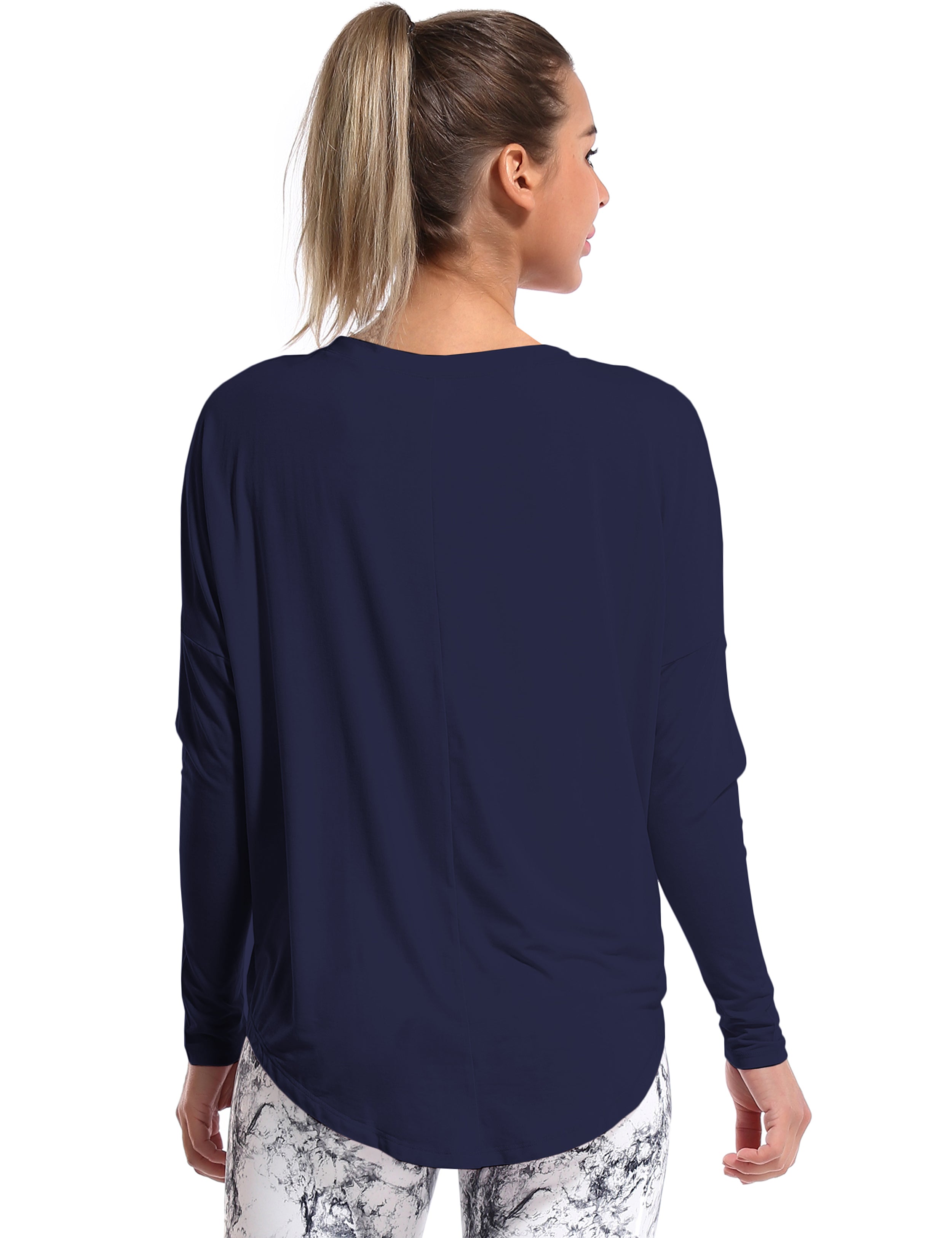 Running Batwing Tunic Tops darknavy_Running