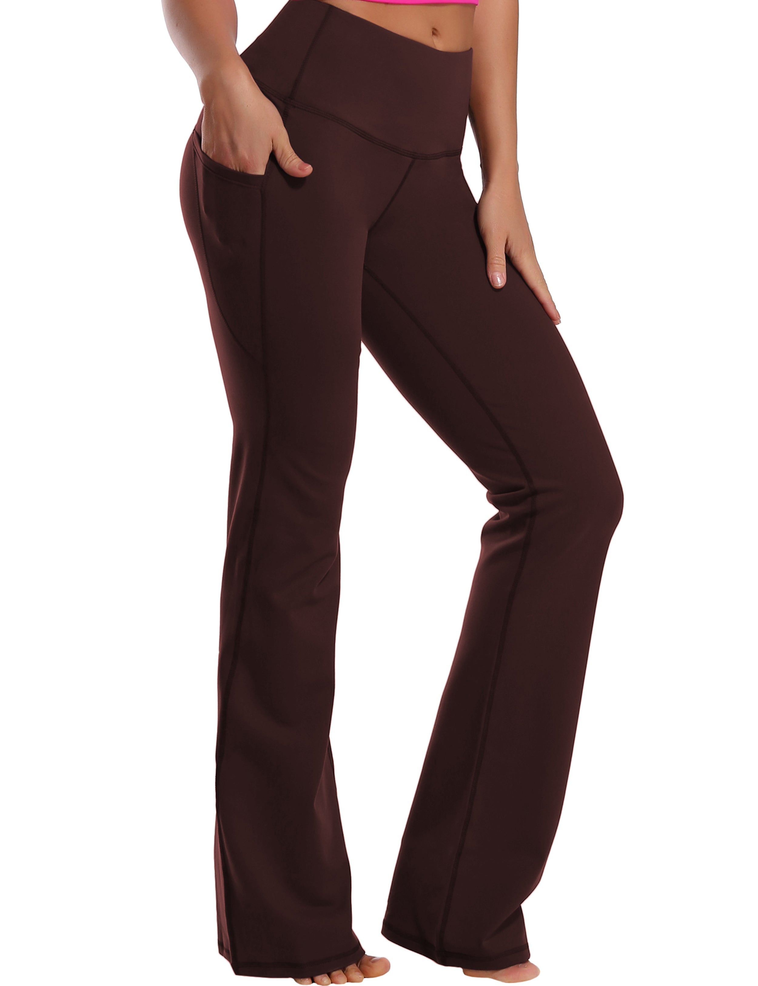139 Side Pockets Bootcut Leggings mahoganymaroon 87%Nylon/13%Spandex Fabric doesn't attract lint easily 4-way stretch No see-through Moisture-wicking Tummy control Inner pocket Four lengths
