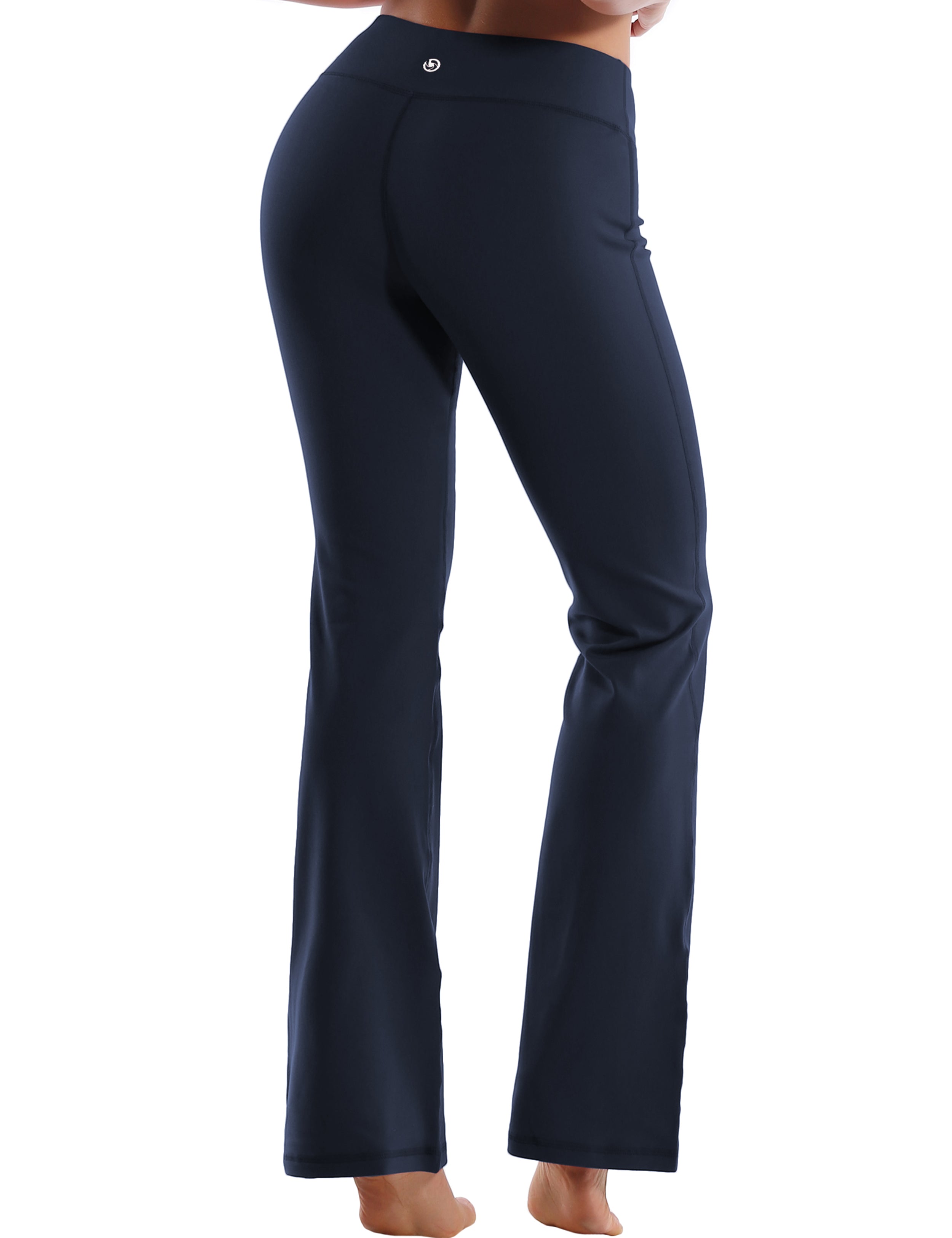 Cotton Nylon Bootcut Leggings darknavy 87%Nylon/13%Spandex (Super soft, cotton feel , 280gsm) Fabric doesn't attract lint easily 4-way stretch No see-through Moisture-wicking Inner pocket Four lengths