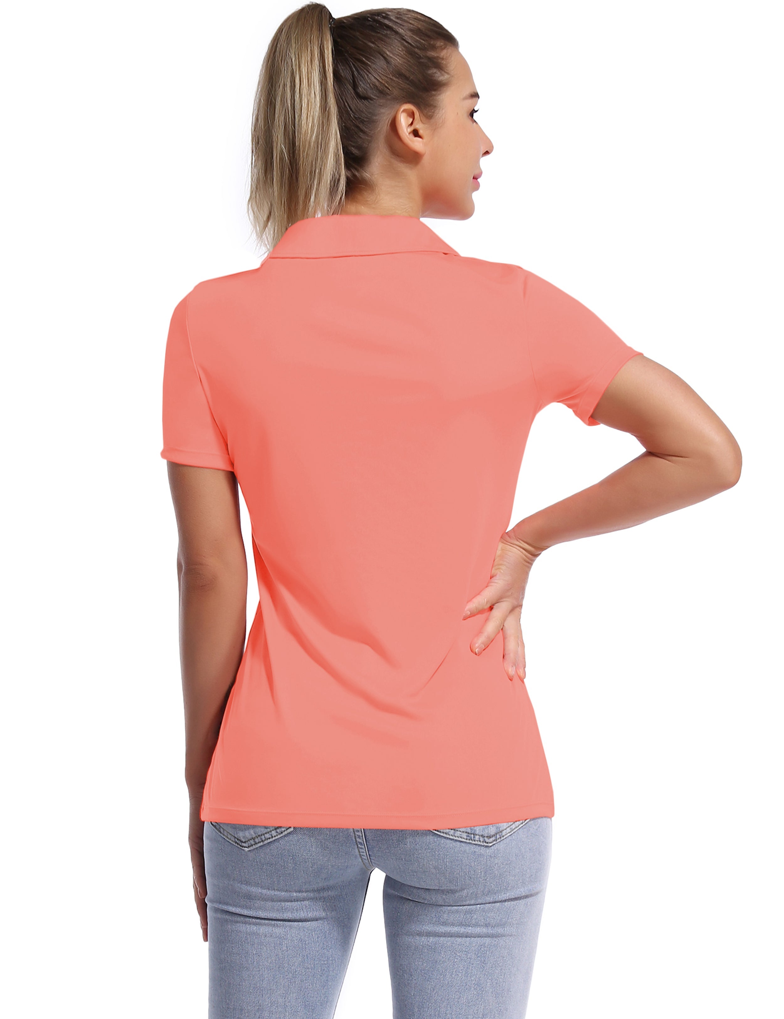 Short Sleeve Slim Fit Polo Shirt coral_Pilates