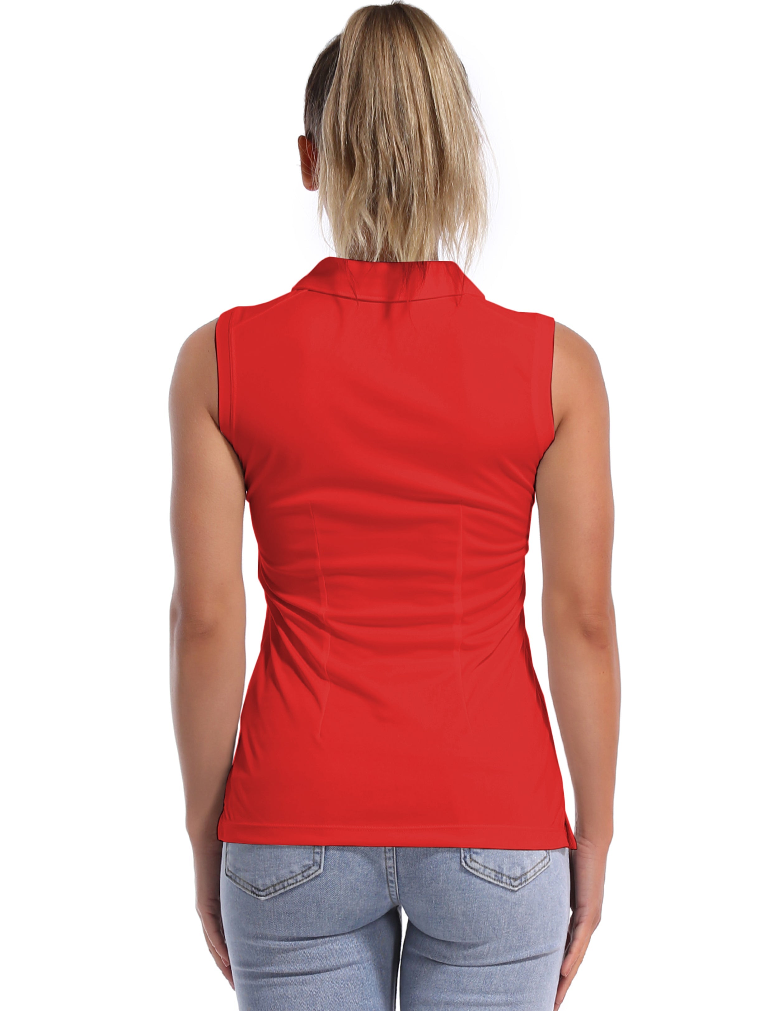 Sleeveless Slim Fit Polo Shirt red_Running