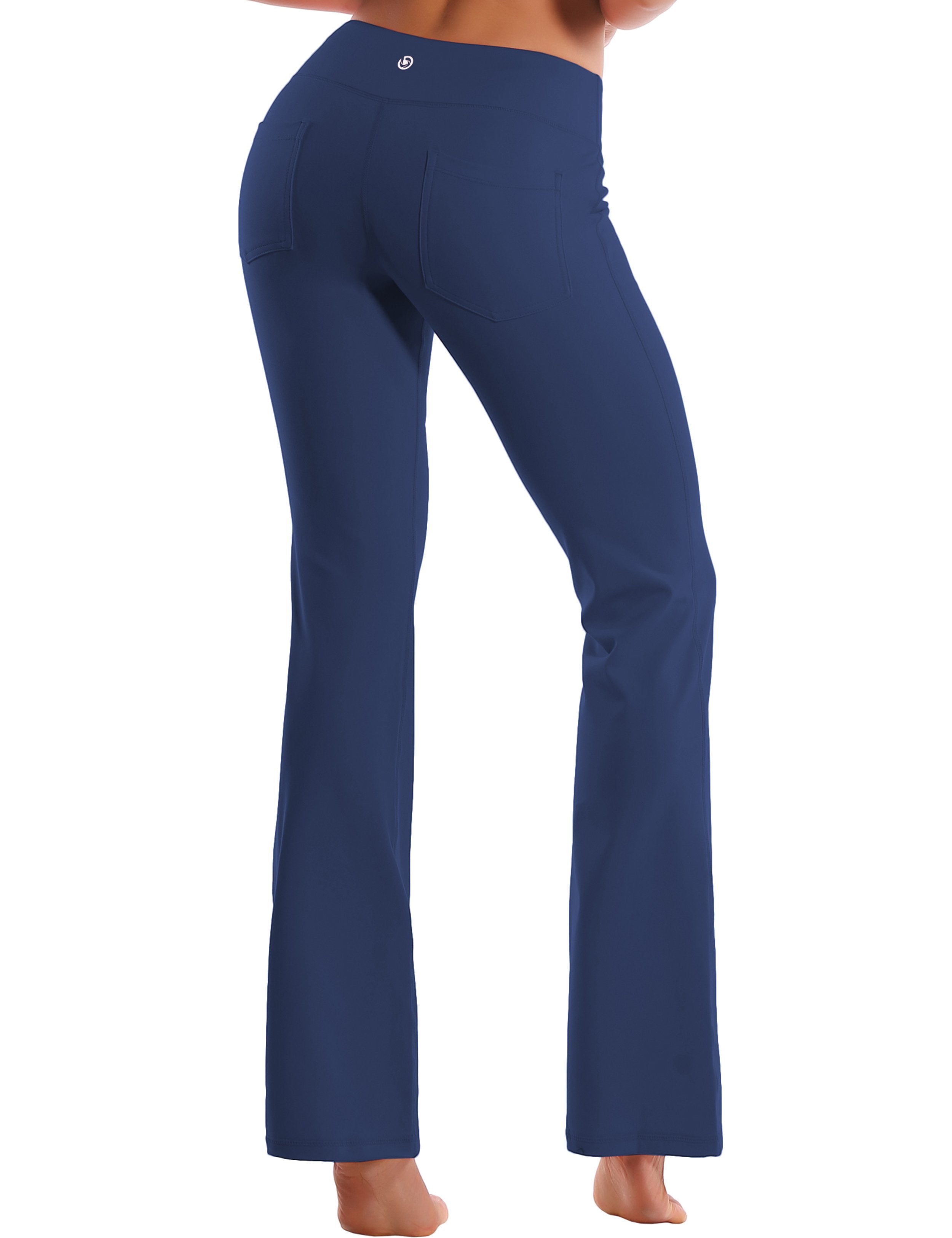 Back Pockets Bootcut Leggings purplishblue 87%Nylon/13%Spandex Fabric doesn't attract lint easily 4-way stretch No see-through Moisture-wicking Inner pocket Four lengths