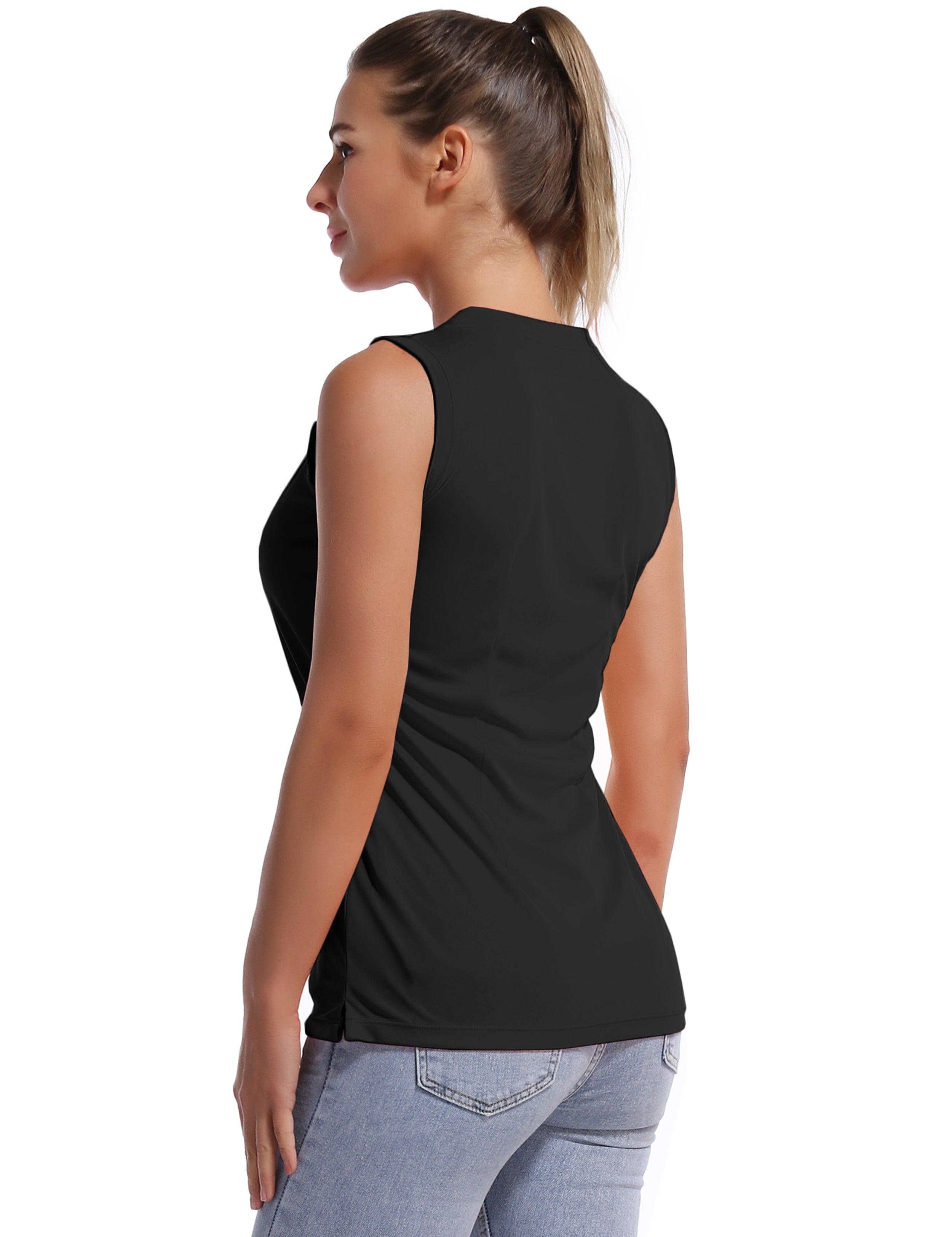 V Neck Sleeveless Athletic Shirts black_Running