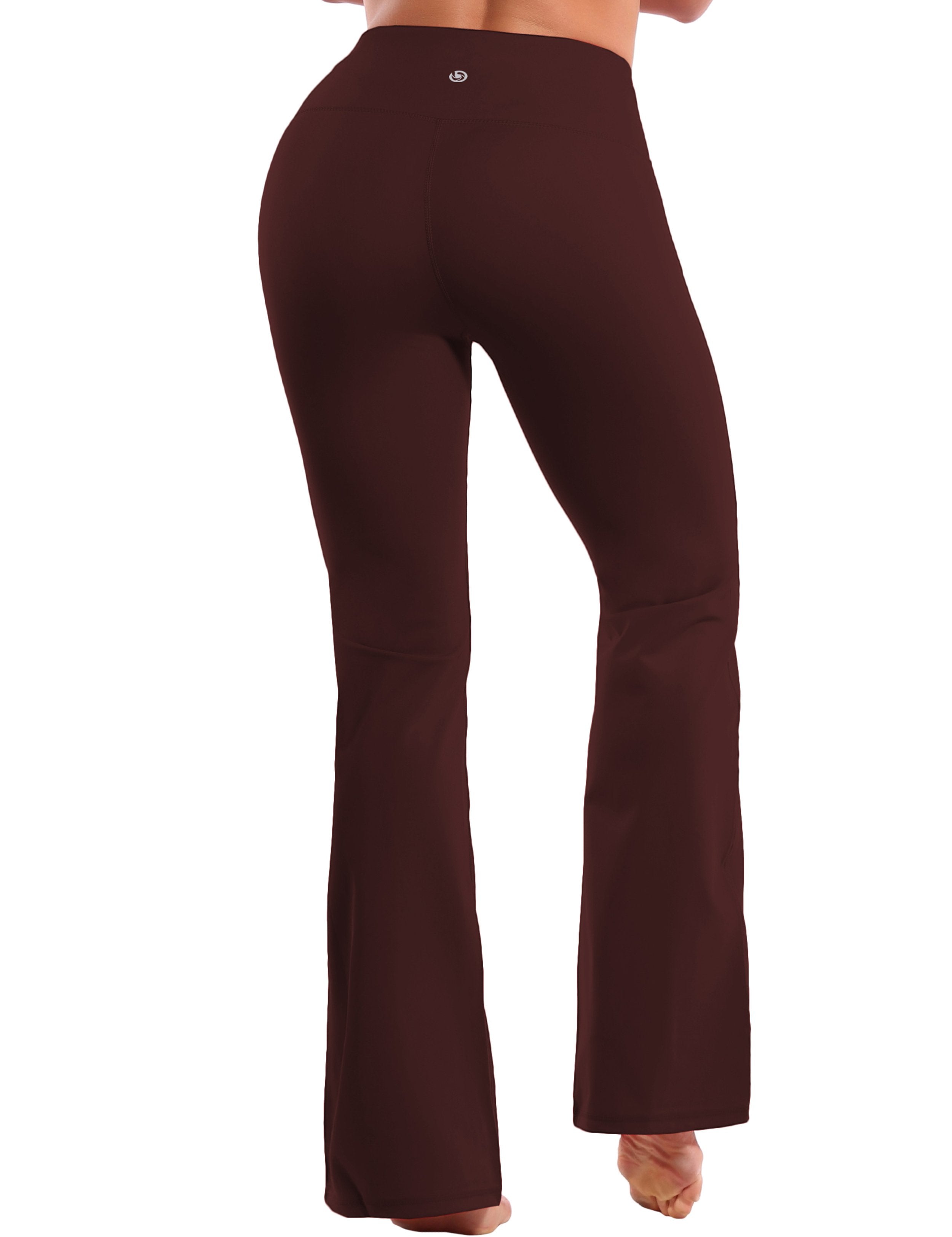 High Waist Bootcut Leggings Mahoganymaroon 75%Nylon/25%Spandex Fabric doesn't attract lint easily 4-way stretch No see-through Moisture-wicking Tummy control Inner pocket Five lengths