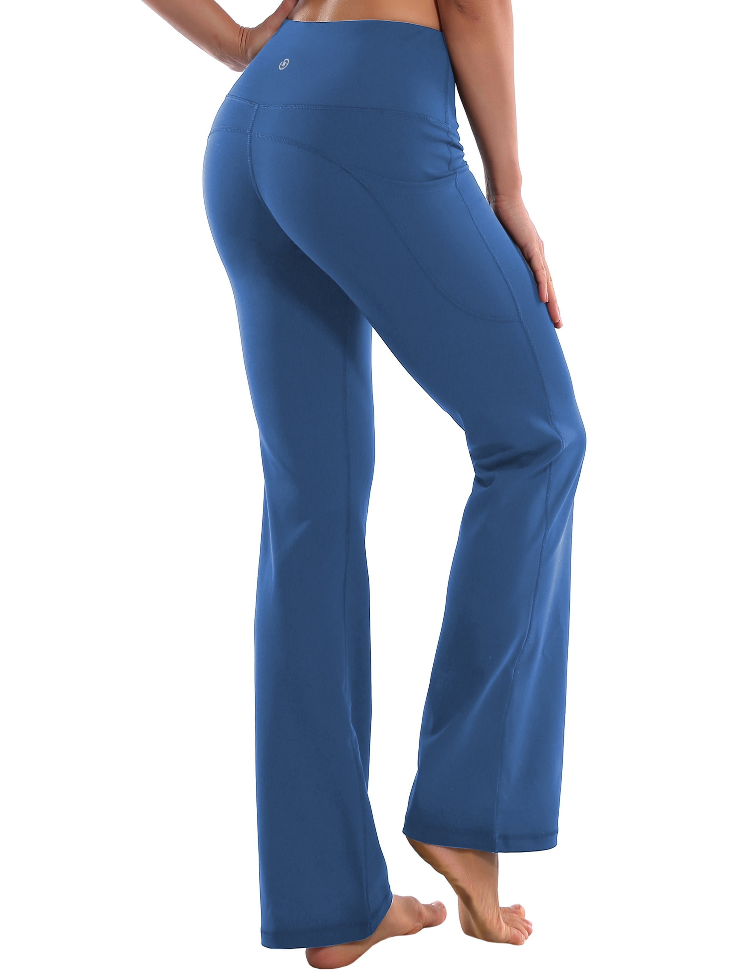 29" 31" 33" 35" 37"  Side Pockets Bootcut Leggings purplishblue_Running