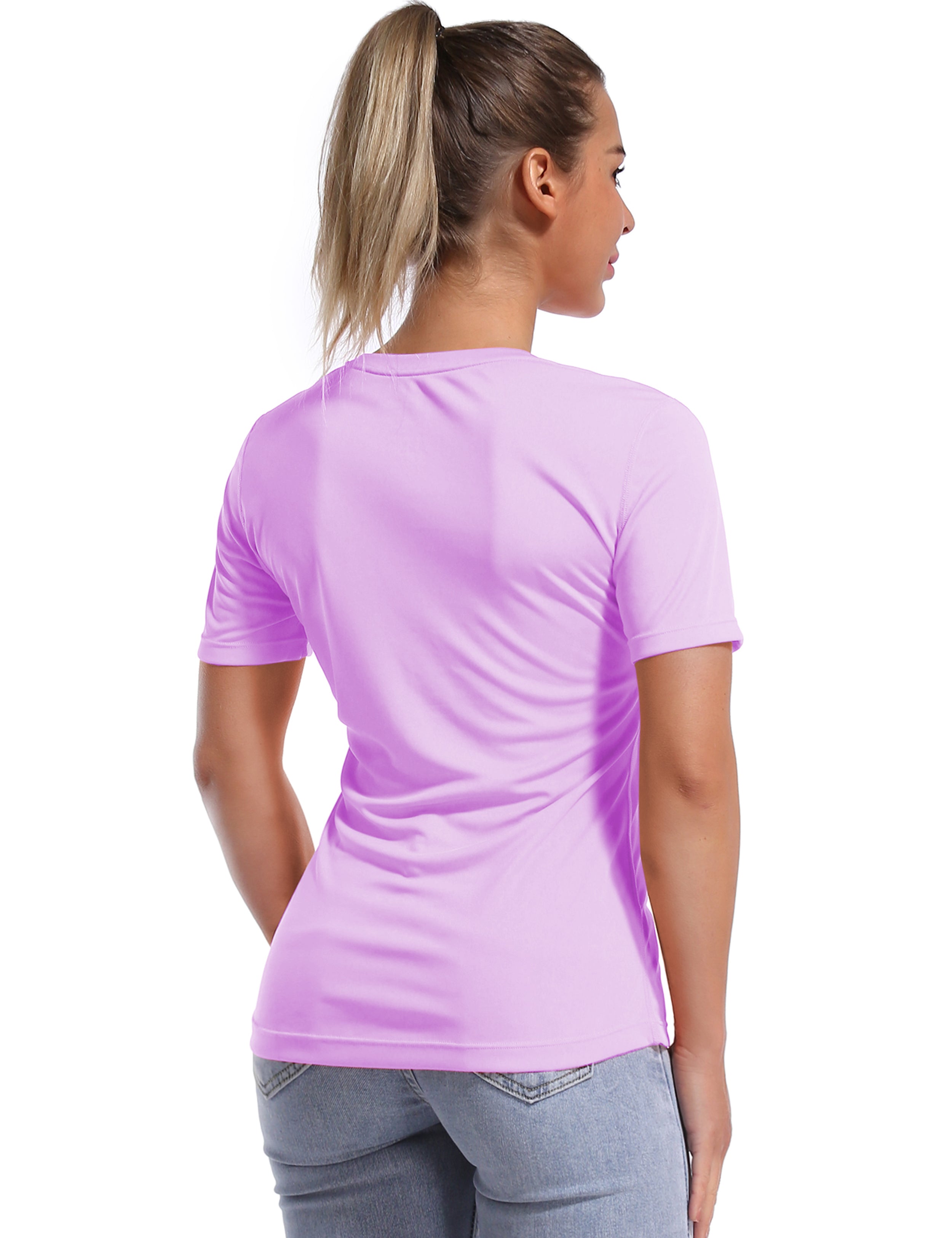 Short Sleeve Athletic Shirts purple_yoga