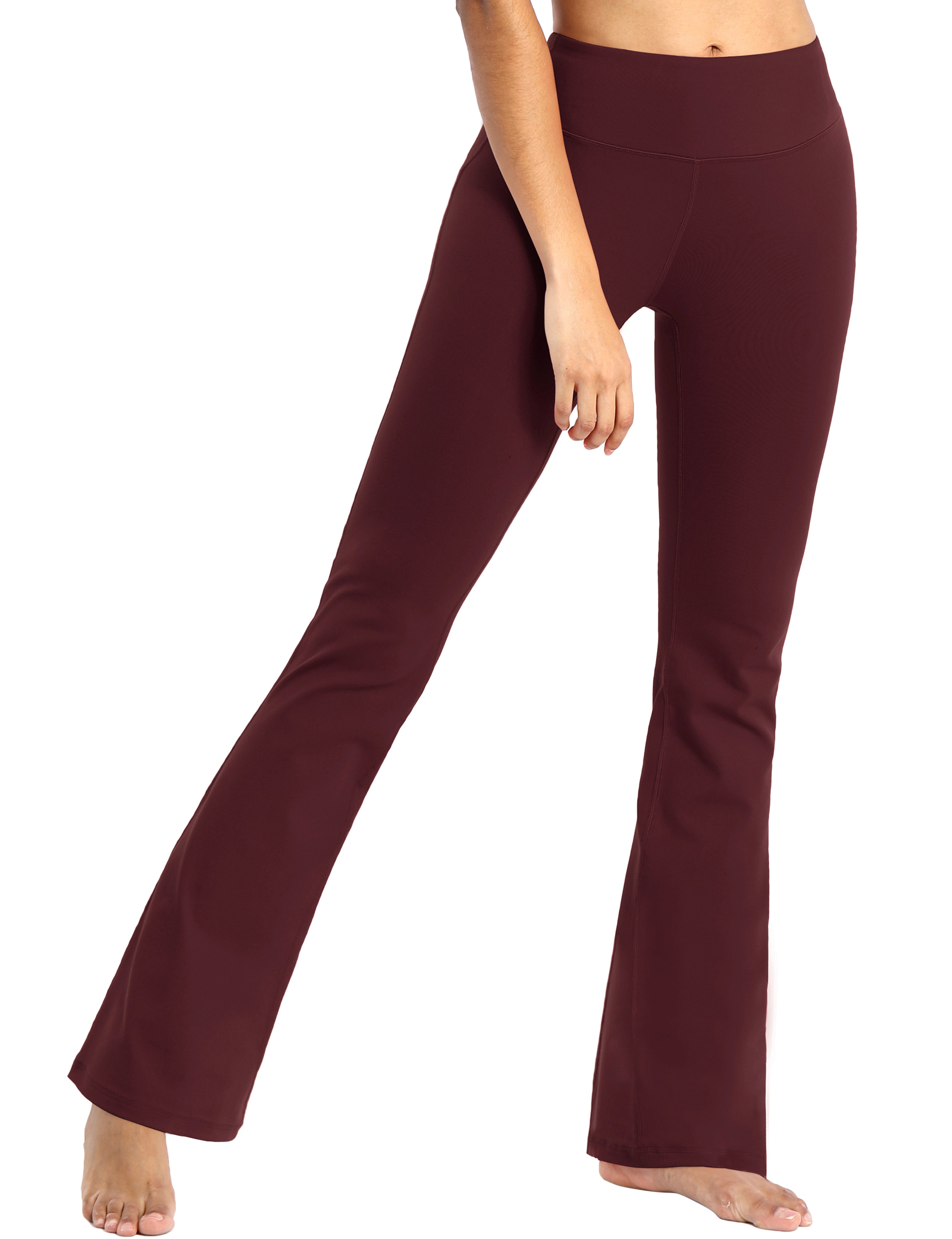 Cotton Nylon Bootcut Leggings cherryred 87%Nylon/13%Spandex (Super soft, cotton feel , 280gsm) Fabric doesn't attract lint easily 4-way stretch No see-through Moisture-wicking Inner pocket Four lengths