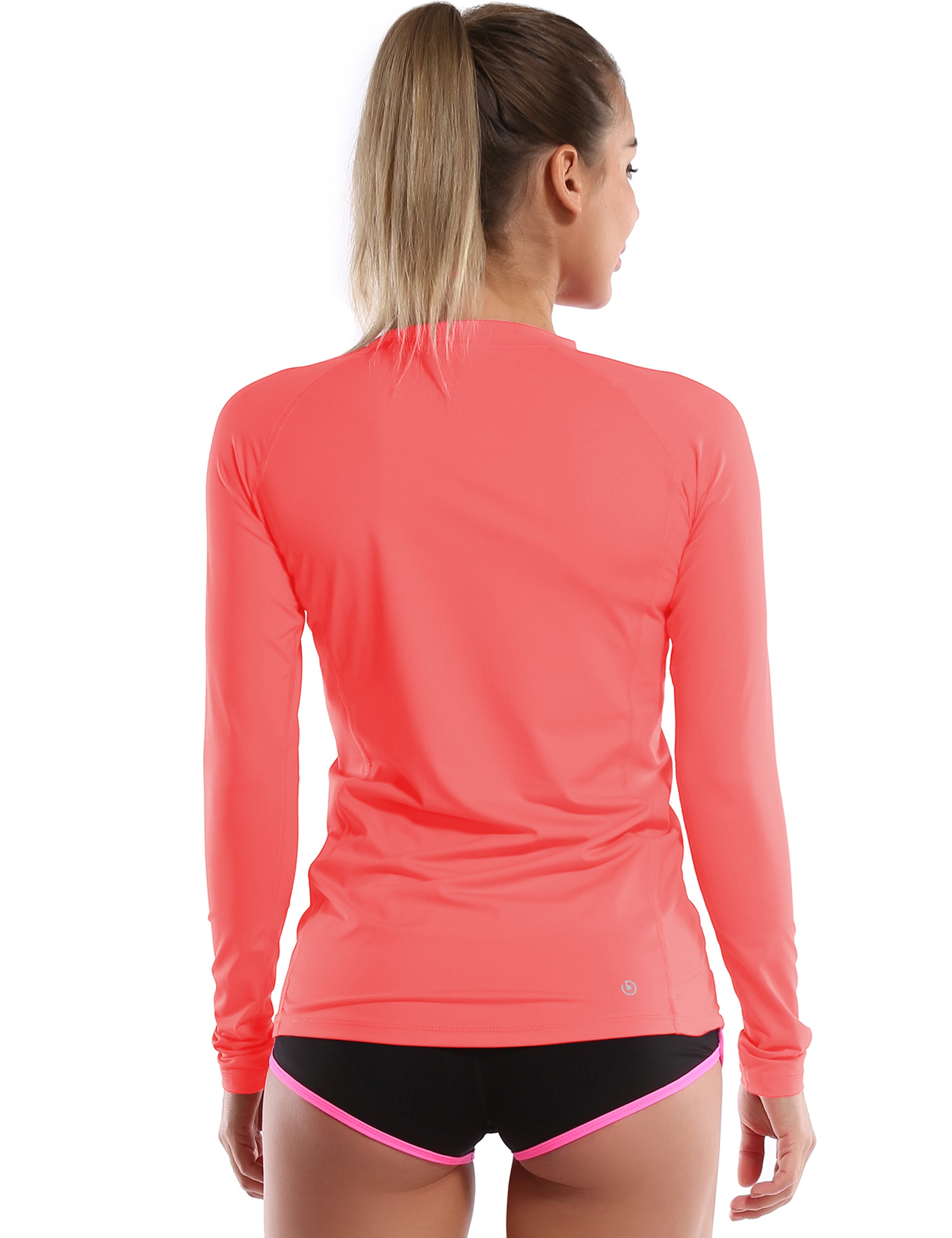 Long Sleeve UPF 50+ Rashguard coral 84%Polyester/16%Spandex Fitted design Dries ultra-fast UV Protection: UPF 50 sun protection