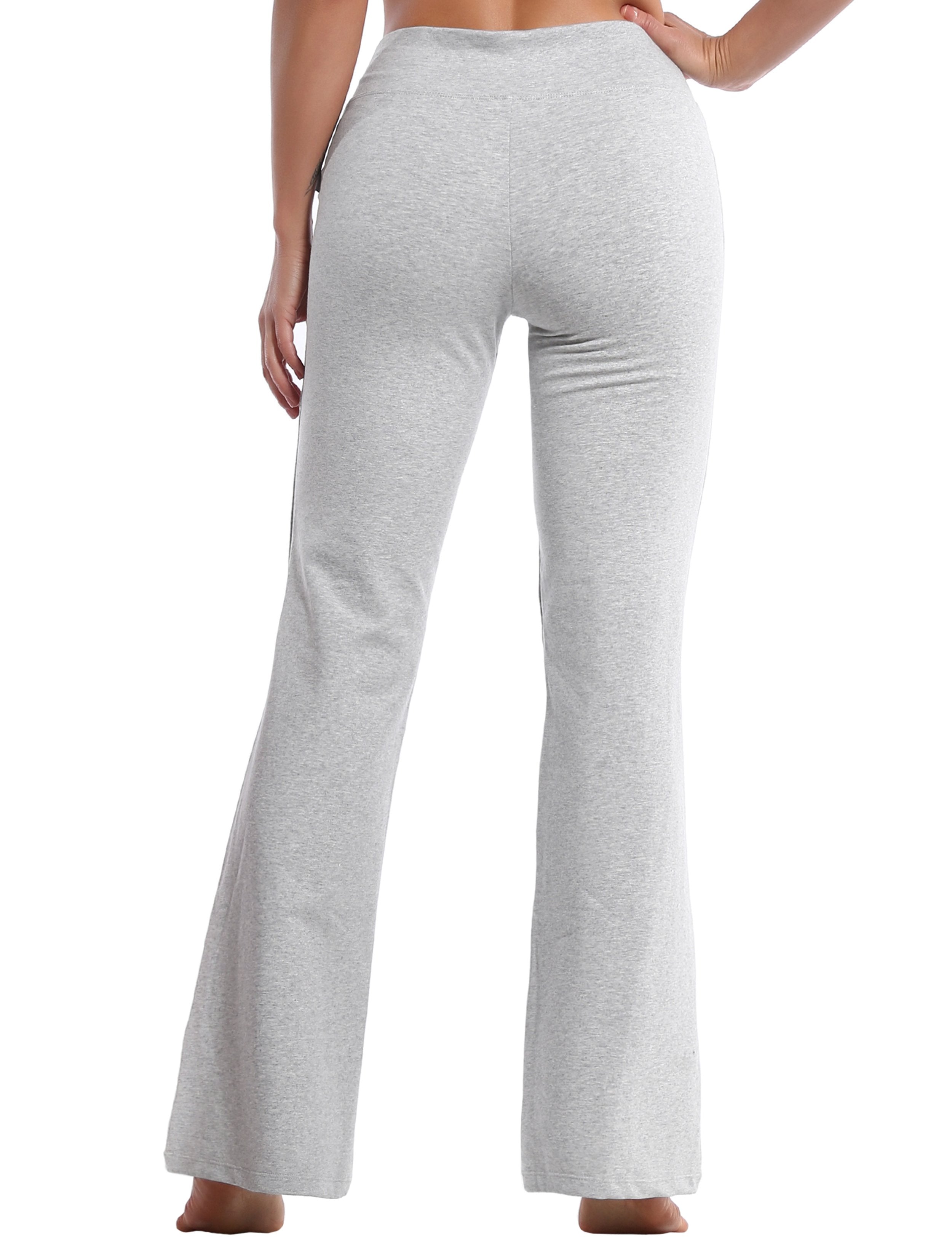 Cotton Bootcut Leggings heathergray 90%Cotton/10%Spandex (soft and cotton feel) Fabric doesn't attract lint easily 4-way stretch No see-through Moisture-wicking Inner pocket Four lengths