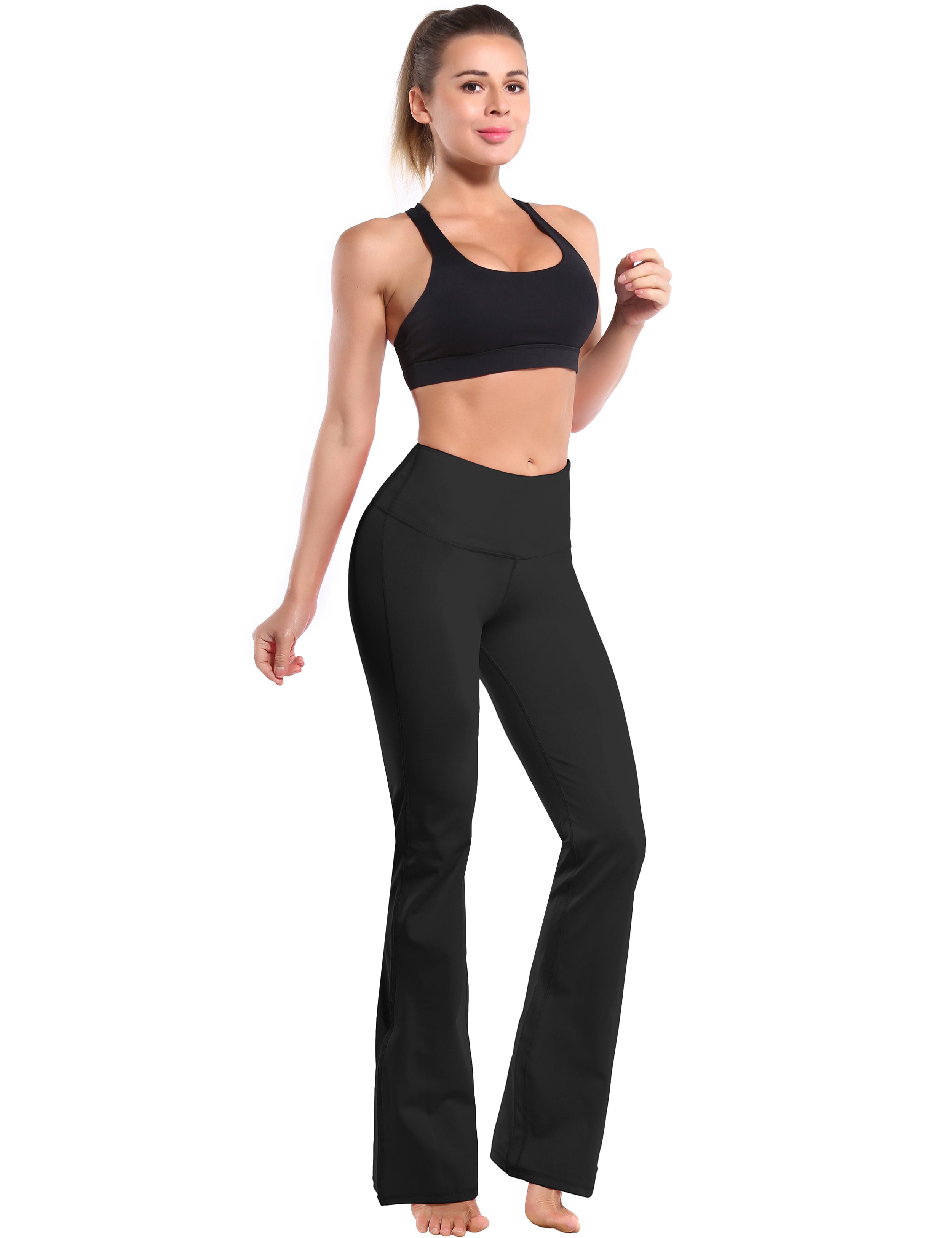 29" 31" 33" 35" 37" High Waist Bootcut Leggings Black ins_Jogging