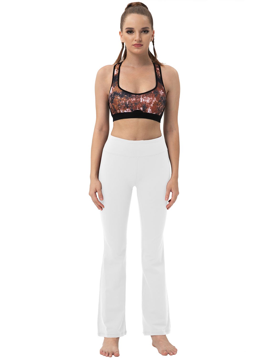 Back Pockets Bootcut Leggings White 87%Nylon/13%Spandex Fabric doesn't attract lint easily 4-way stretch No see-through Moisture-wicking Inner pocket Four lengths