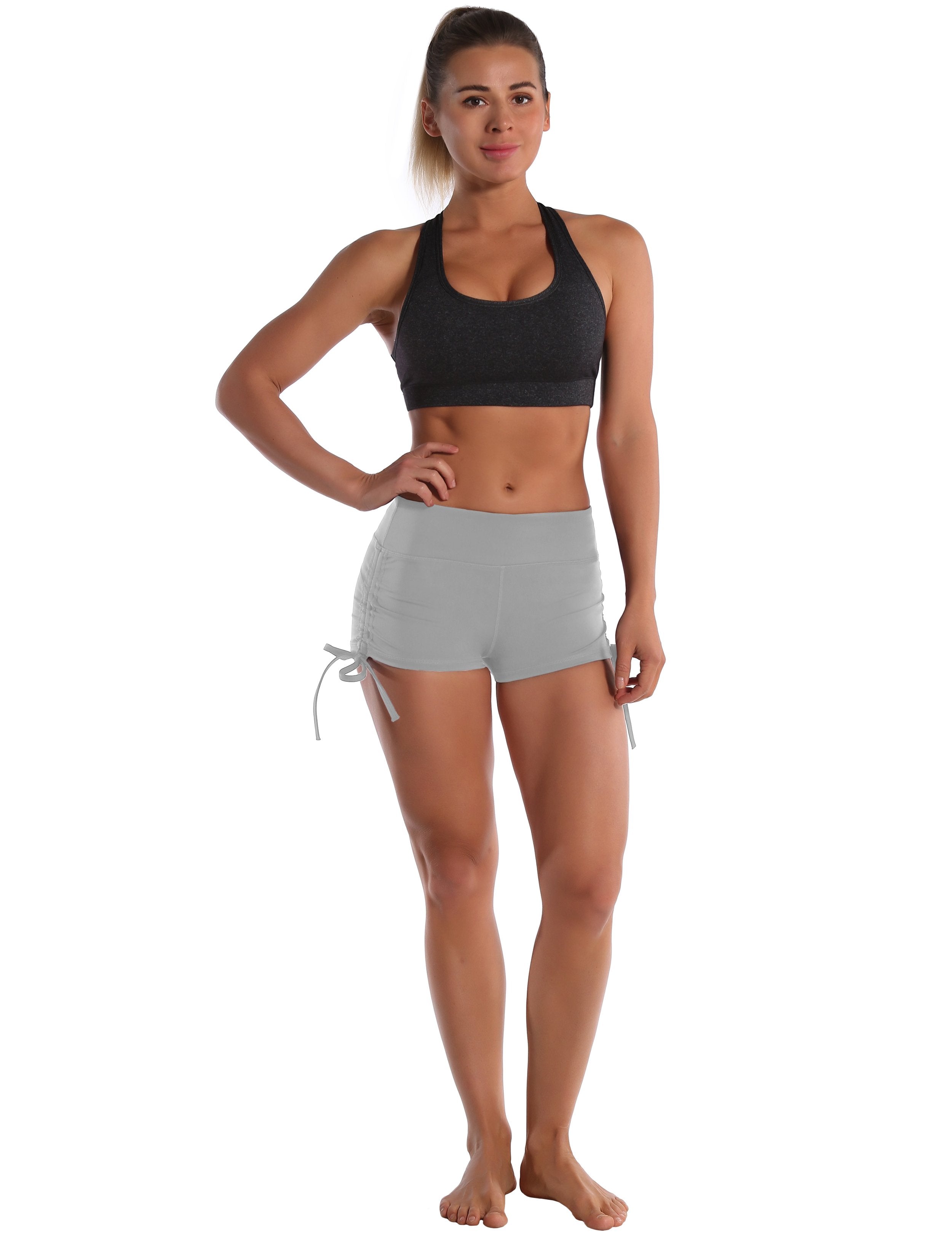 Side Drawstring Hot Shorts lightgray ins_Pilates