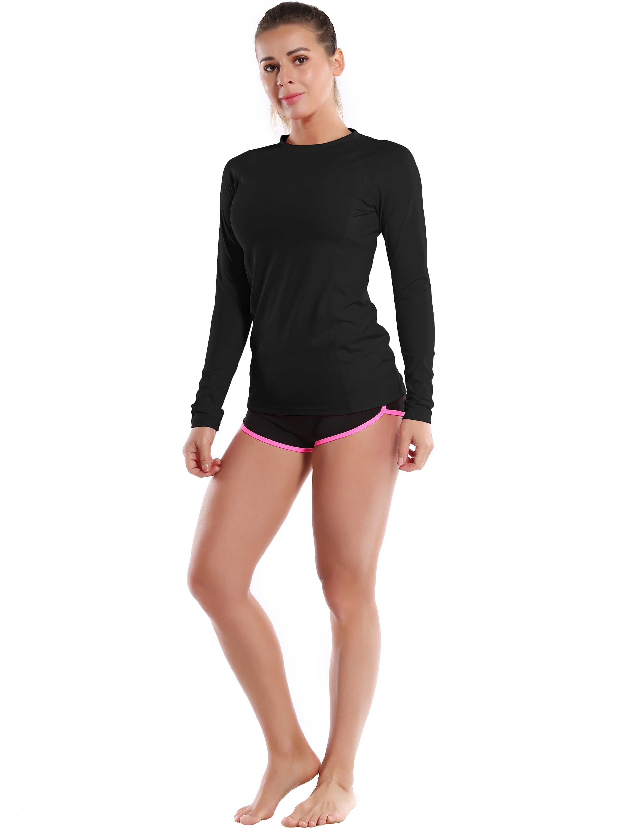 Long Sleeve UPF 50+ Rashguard black 84%Polyester/16%Spandex Fitted design Dries ultra-fast UV Protection: UPF 50 sun protection