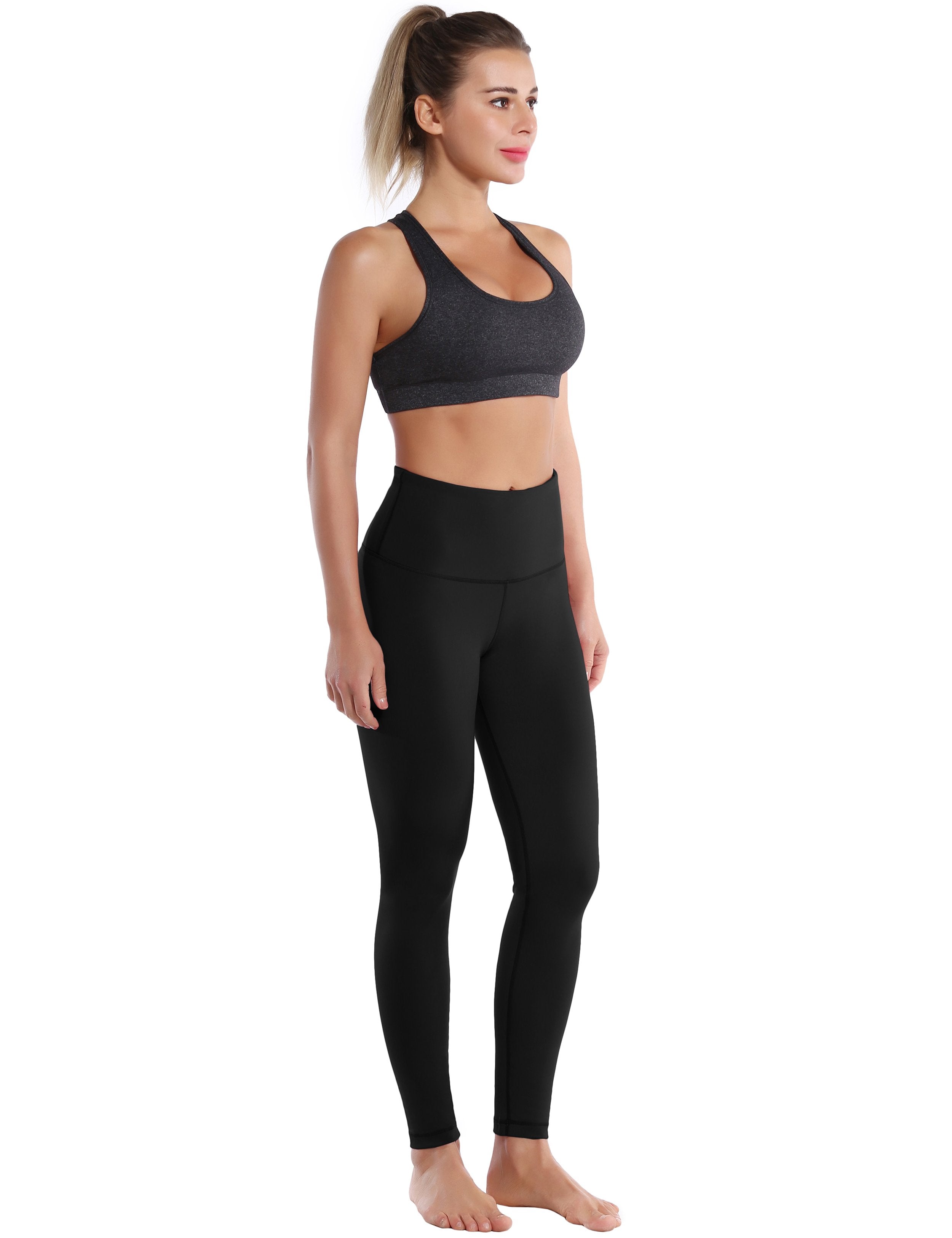 High Waist Pilates Pants black 75%Nylon/25%Spandex Fabric doesn't attract lint easily 4-way stretch No see-through Moisture-wicking Tummy control Inner pocket Four lengths