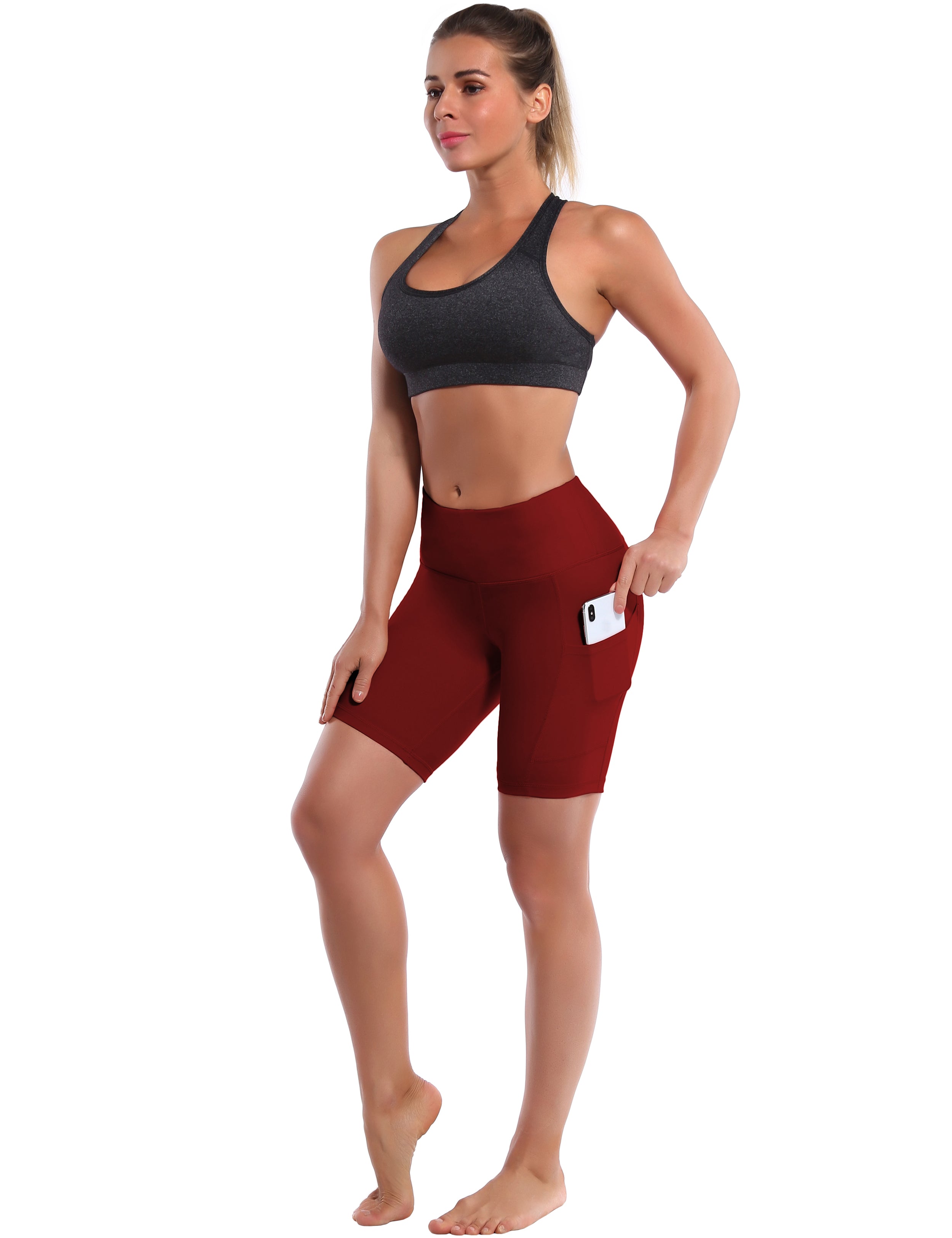 8" Side Pockets Gym Shorts cherryred Sleek, soft, smooth and totally comfortable: our newest style is here. Softest-ever fabric High elasticity High density 4-way stretch Fabric doesn't attract lint easily No see-through Moisture-wicking Machine wash 75% Nylon, 25% Spandex