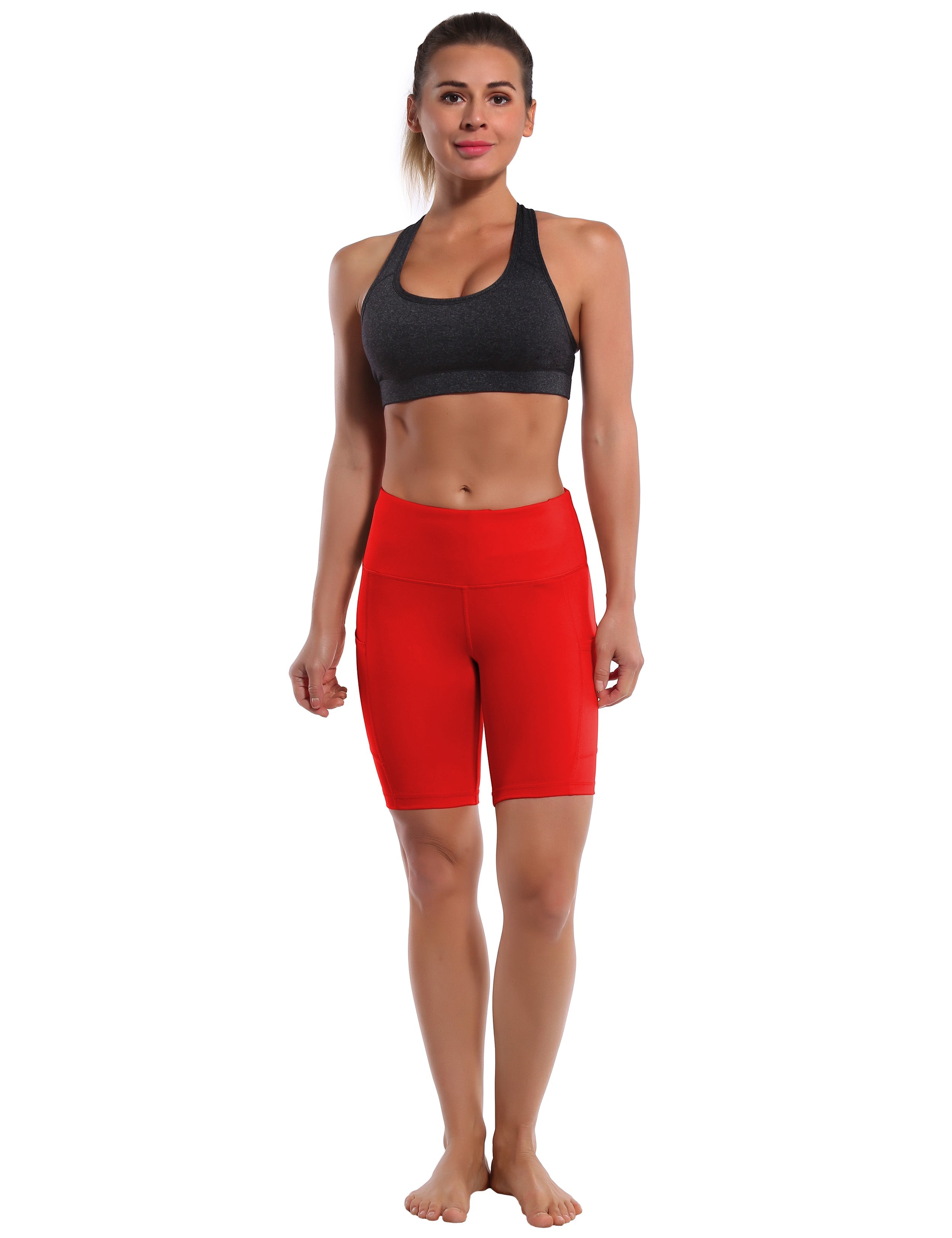 8" Side Pockets Jogging Shorts scarlet Sleek, soft, smooth and totally comfortable: our newest style is here. Softest-ever fabric High elasticity High density 4-way stretch Fabric doesn't attract lint easily No see-through Moisture-wicking Machine wash 75% Nylon, 25% Spandex