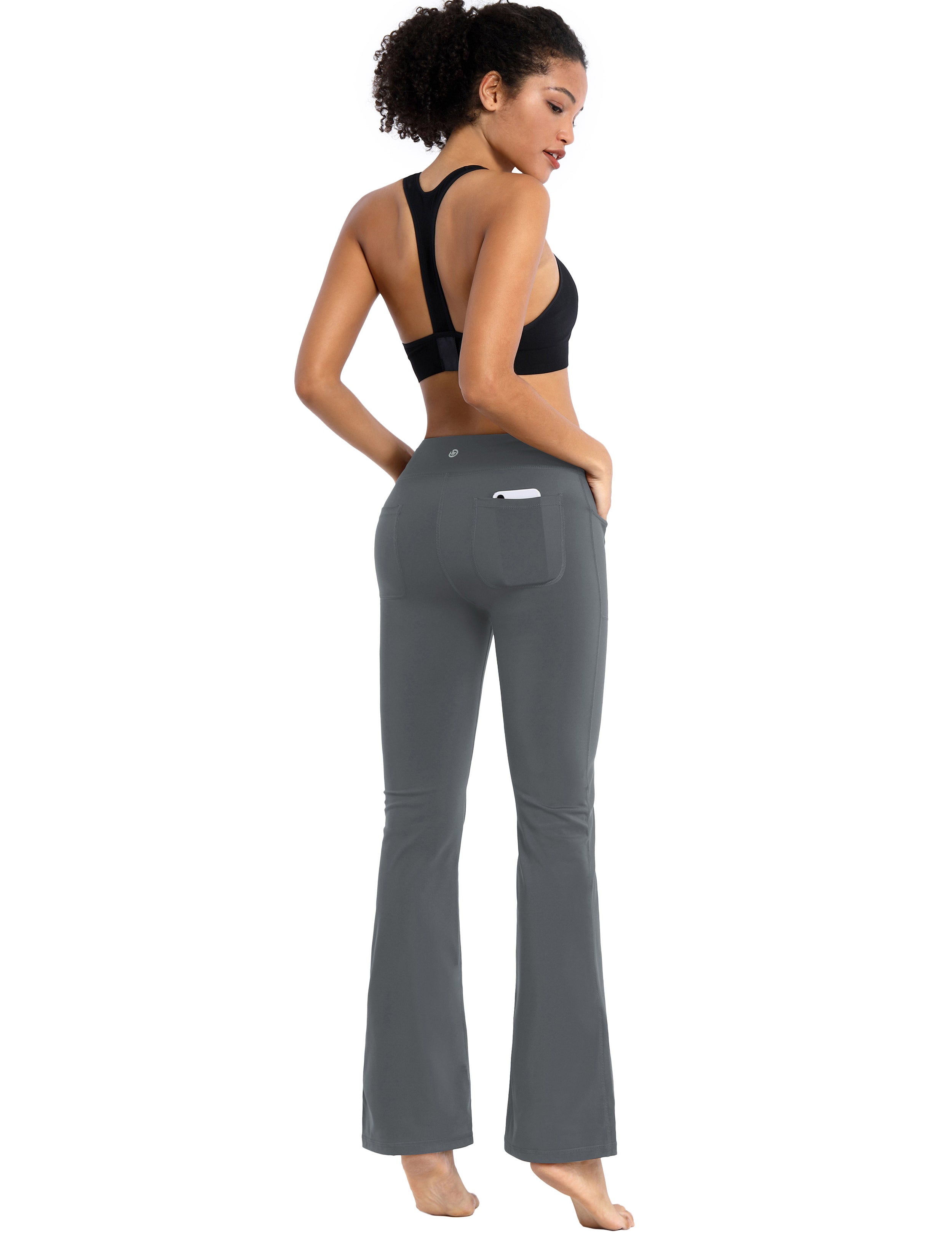 4 Pockets Bootcut Leggings shadowcharcoal 75%Nylon/25%Spandex Fabric doesn't attract lint easily 4-way stretch No see-through Moisture-wicking Inner pocket Four lengths