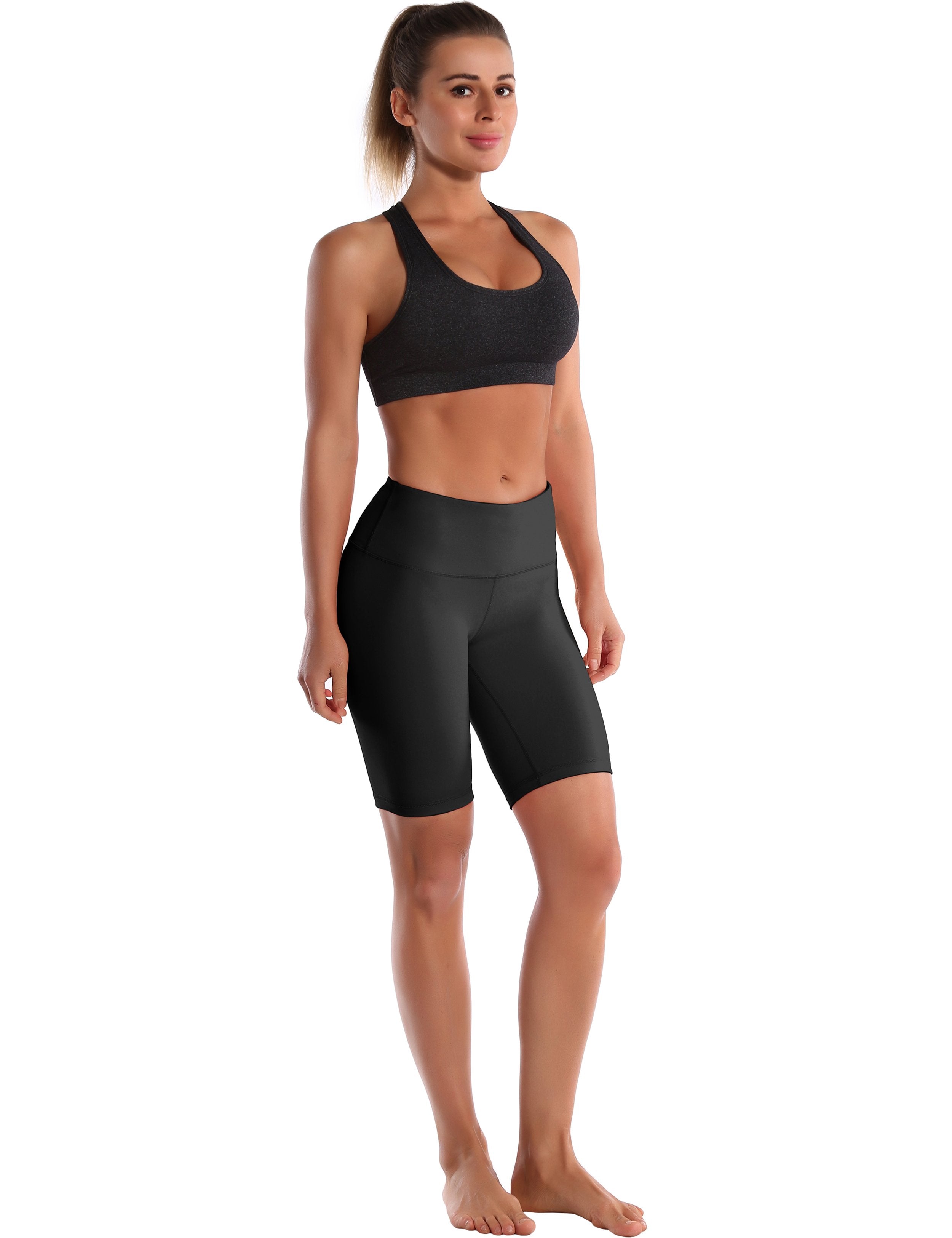 8" High Waist Gym Shorts black Sleek, soft, smooth and totally comfortable: our newest style is here. Softest-ever fabric High elasticity High density 4-way stretch Fabric doesn't attract lint easily No see-through Moisture-wicking Machine wash 75% Nylon, 25% Spandex