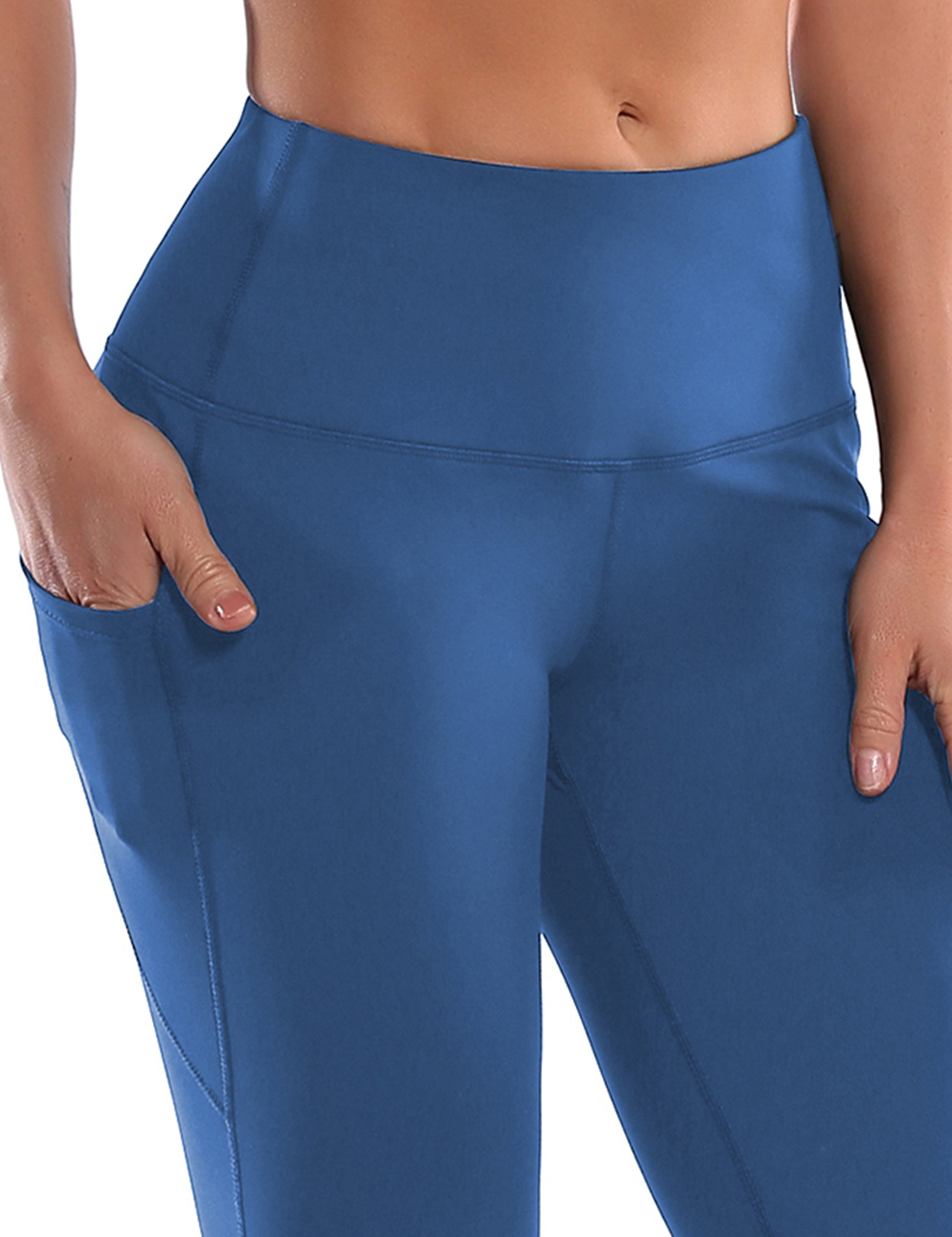 29" 31" 33" 35" 37"  Side Pockets Bootcut Leggings purplishblue_Running