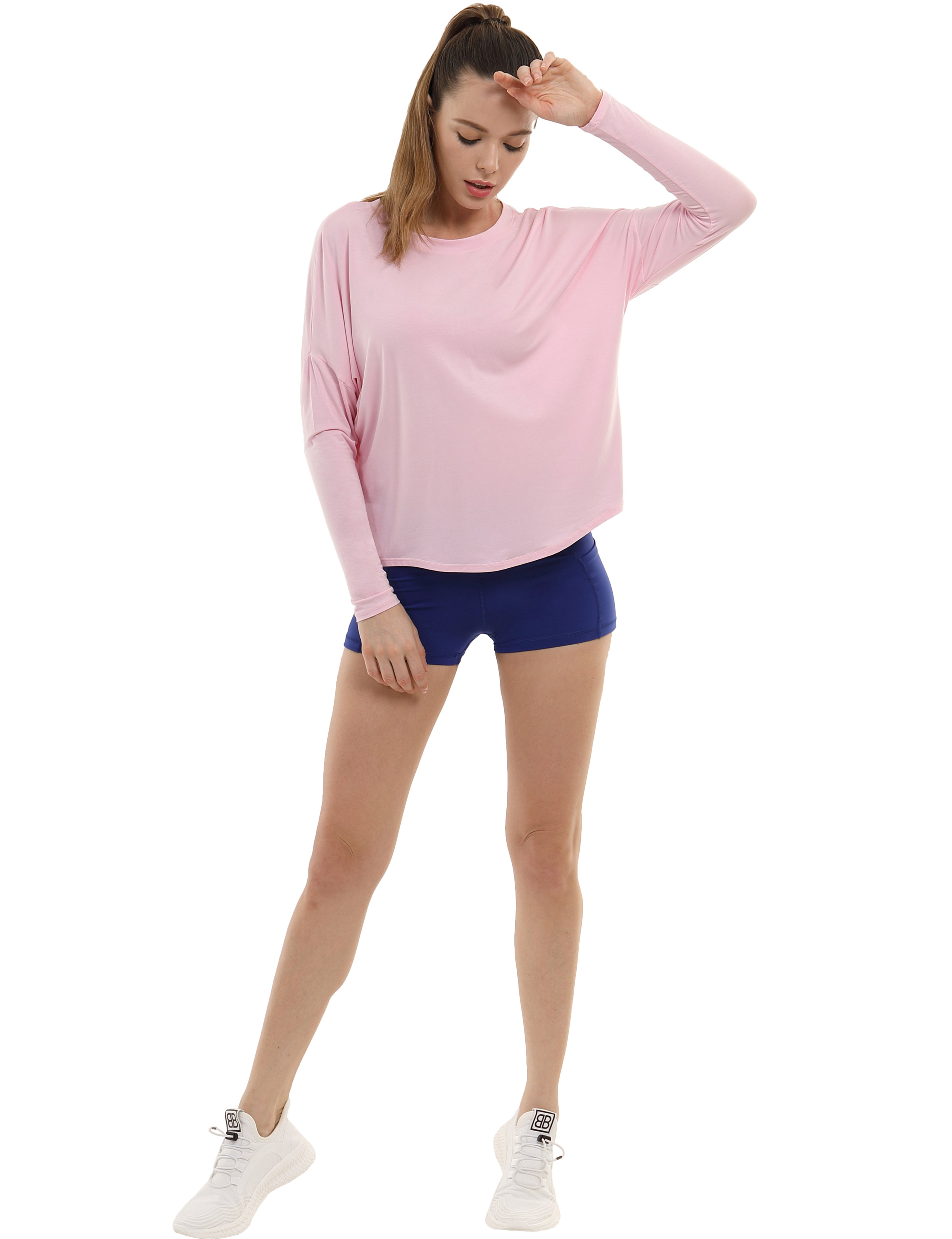 Tall Size Batwing Tunic Tops lightpink_Tall Size