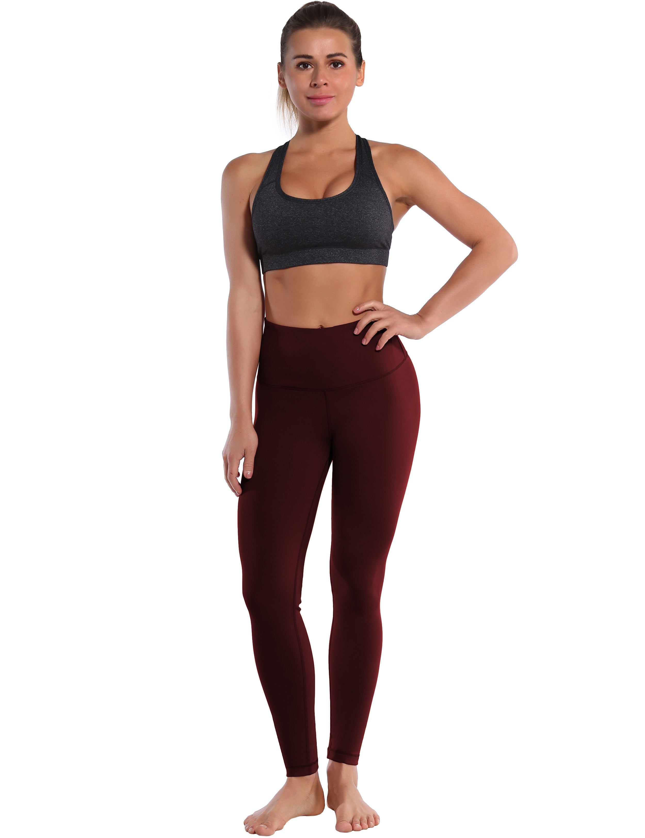 High Waist Tall Size Pants cherryred 75%Nylon/25%Spandex Fabric doesn't attract lint easily 4-way stretch No see-through Moisture-wicking Tummy control Inner pocket Four lengths