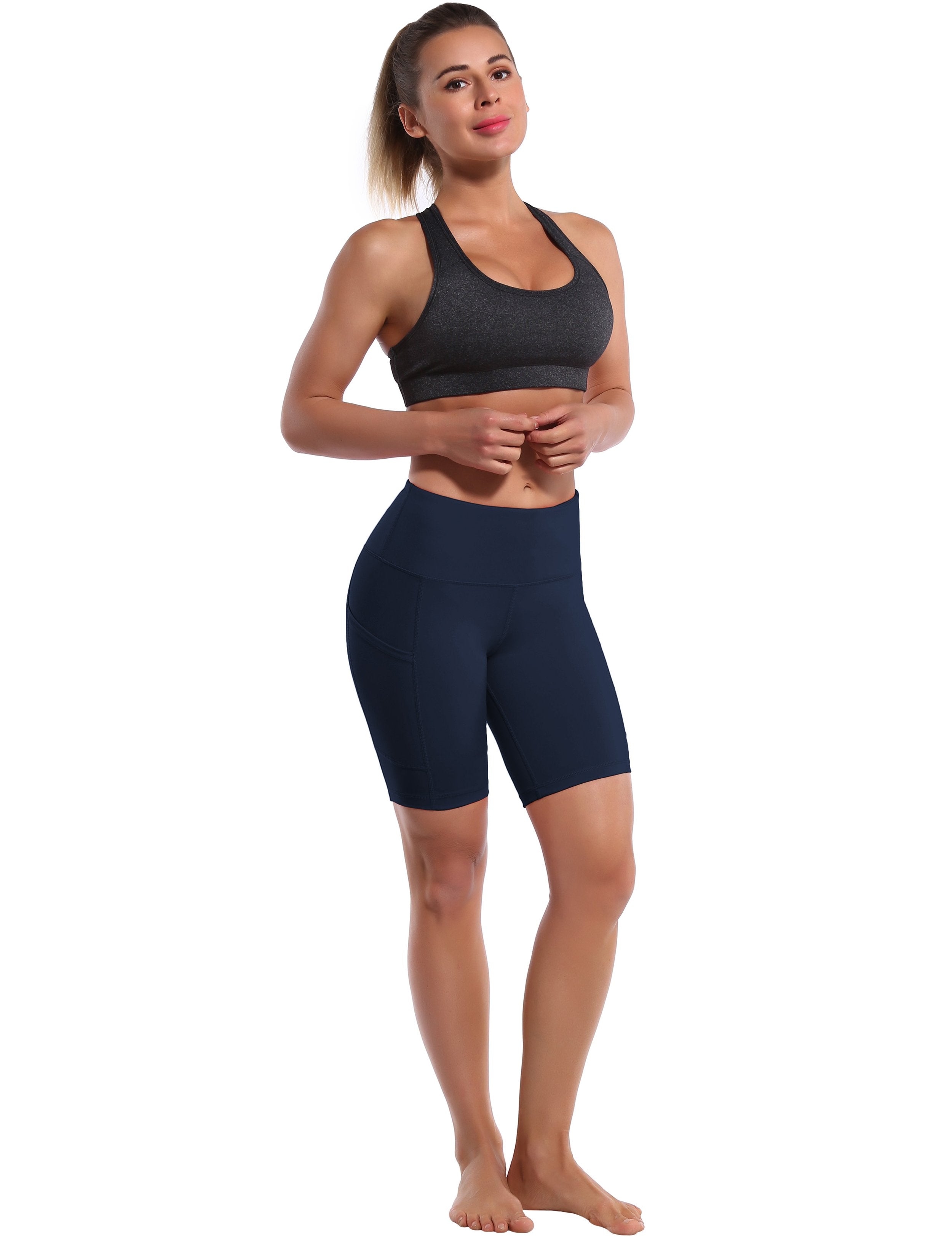 8" Side Pockets Tall Size Shorts darknavy Sleek, soft, smooth and totally comfortable: our newest style is here. Softest-ever fabric High elasticity High density 4-way stretch Fabric doesn't attract lint easily No see-through Moisture-wicking Machine wash 75% Nylon, 25% Spandex