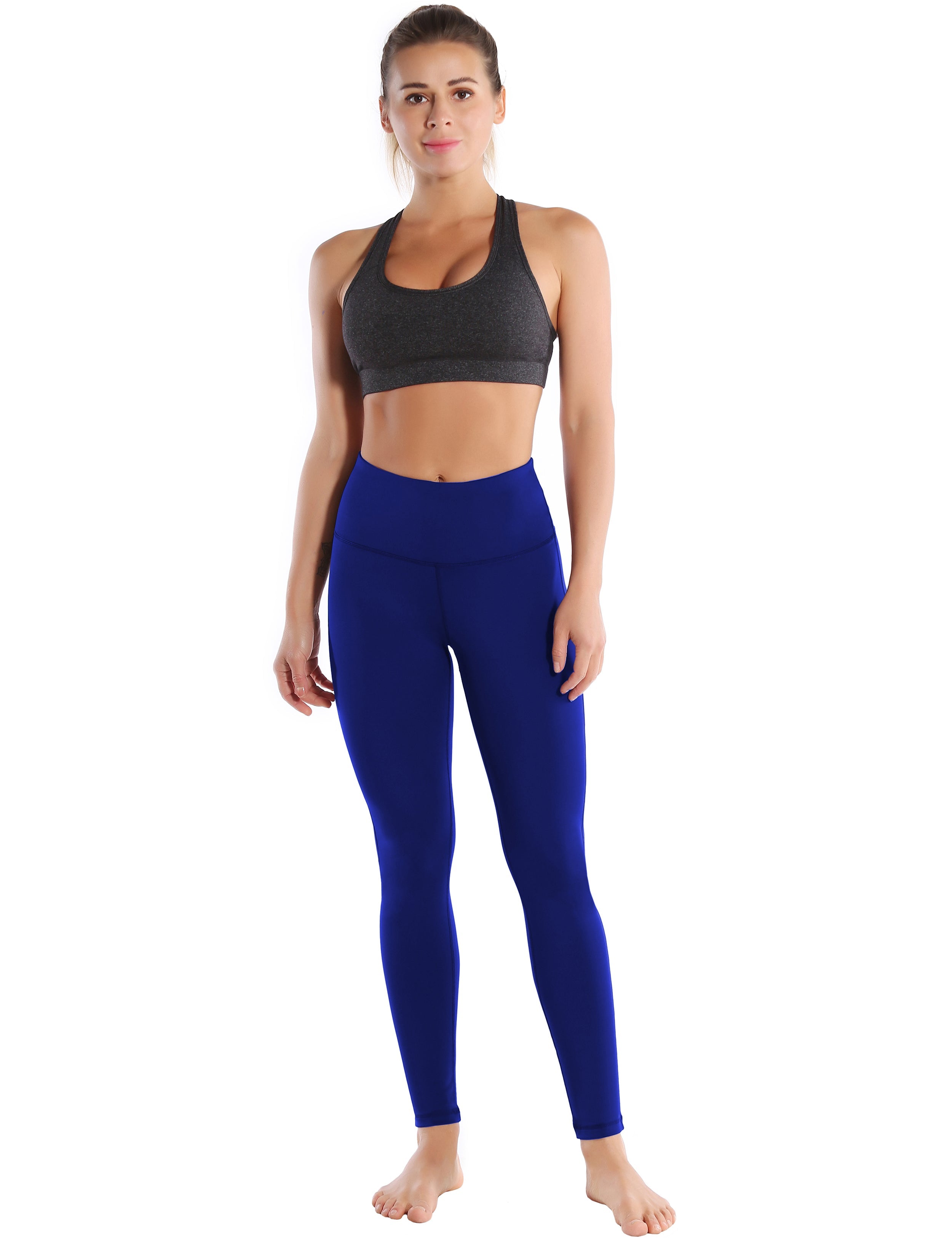 High Waist Side Line Gym Pants navy Side Line is Make Your Legs Look Longer and Thinner 75%Nylon/25%Spandex Fabric doesn't attract lint easily 4-way stretch No see-through Moisture-wicking Tummy control Inner pocket Two lengths