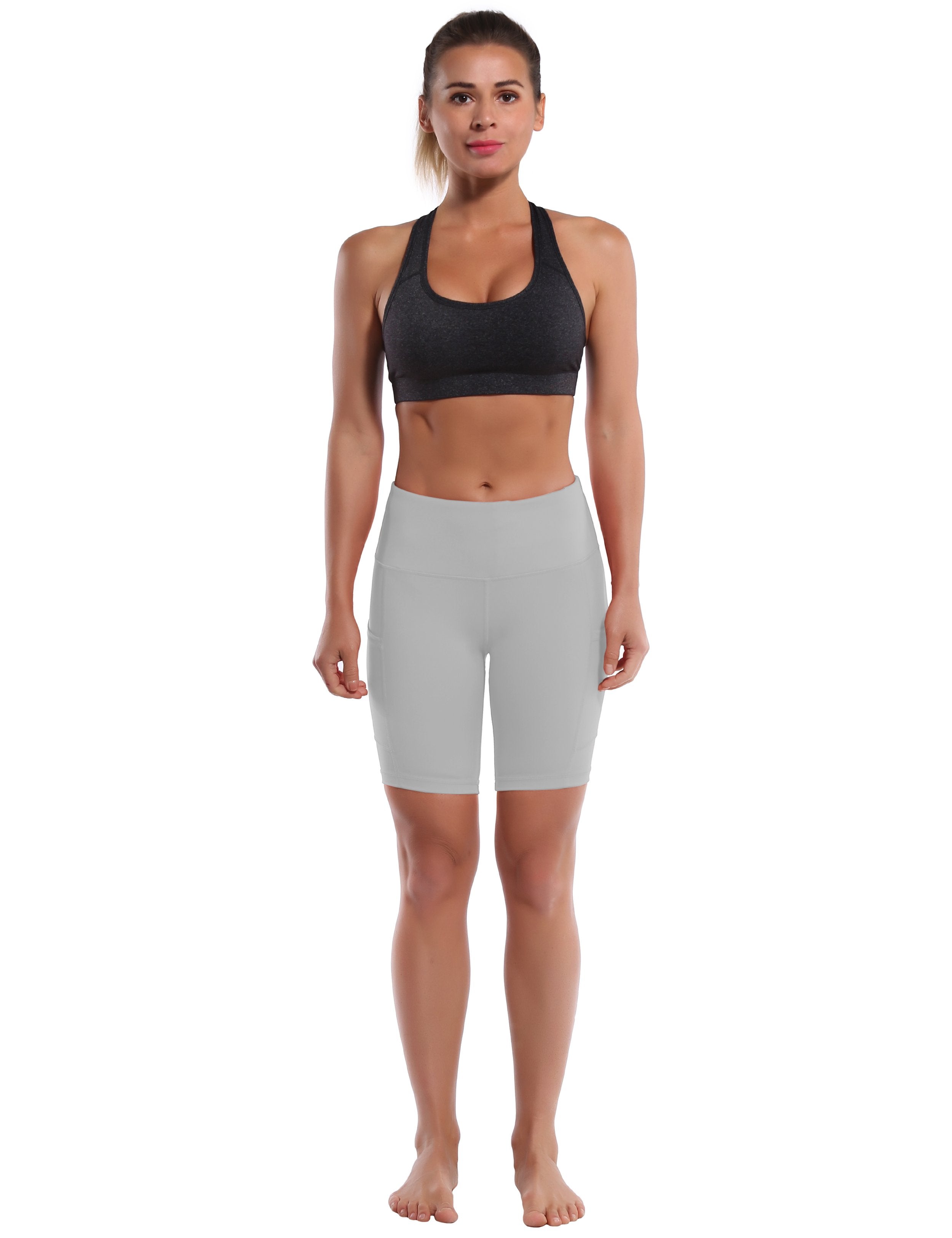 8" Side Pockets Tall Size Shorts lightgray Sleek, soft, smooth and totally comfortable: our newest style is here. Softest-ever fabric High elasticity High density 4-way stretch Fabric doesn't attract lint easily No see-through Moisture-wicking Machine wash 75% Nylon, 25% Spandex