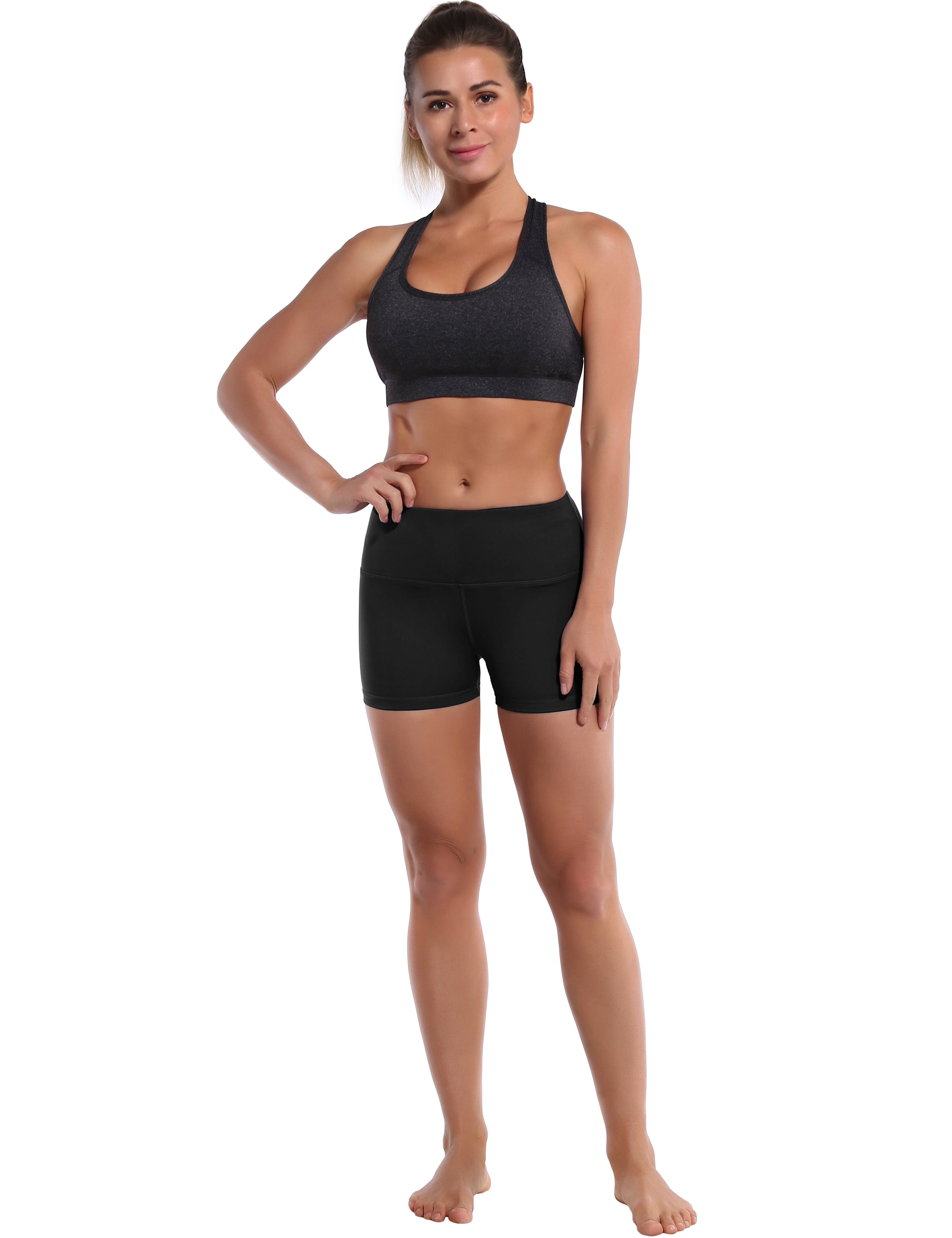 2.5" Biking Shorts black Softest-ever fabric High elasticity High density 4-way stretch Fabric doesn't attract lint easily No see-through Moisture-wicking Machine wash 75% Nylon, 25% Spandex