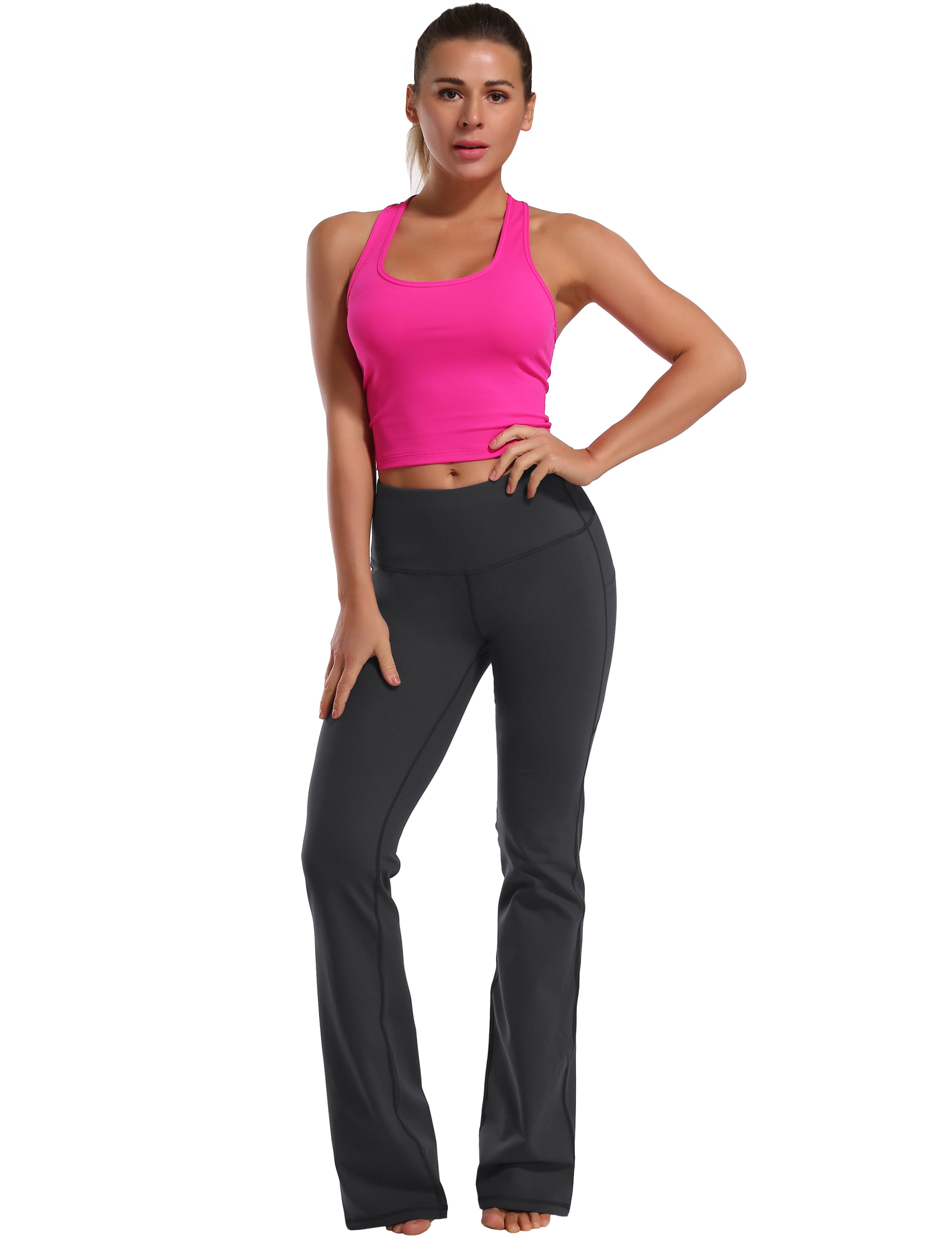 139 Side Pockets Bootcut Leggings shadowcharcoal 87%Nylon/13%Spandex Fabric doesn't attract lint easily 4-way stretch No see-through Moisture-wicking Tummy control Inner pocket Four lengths