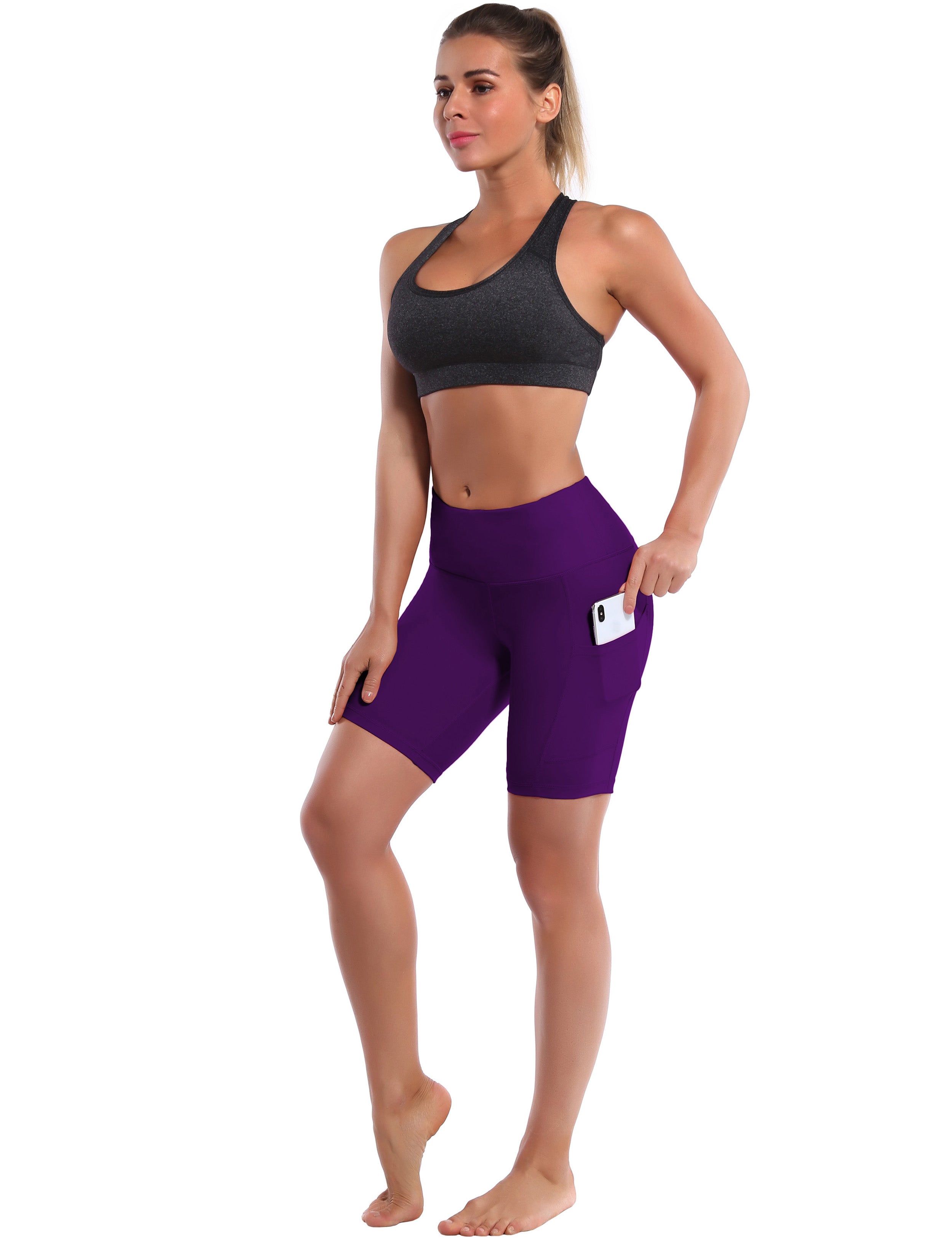 8" Side Pockets Gym Shorts eggplantpurple Sleek, soft, smooth and totally comfortable: our newest style is here. Softest-ever fabric High elasticity High density 4-way stretch Fabric doesn't attract lint easily No see-through Moisture-wicking Machine wash 75% Nylon, 25% Spandex