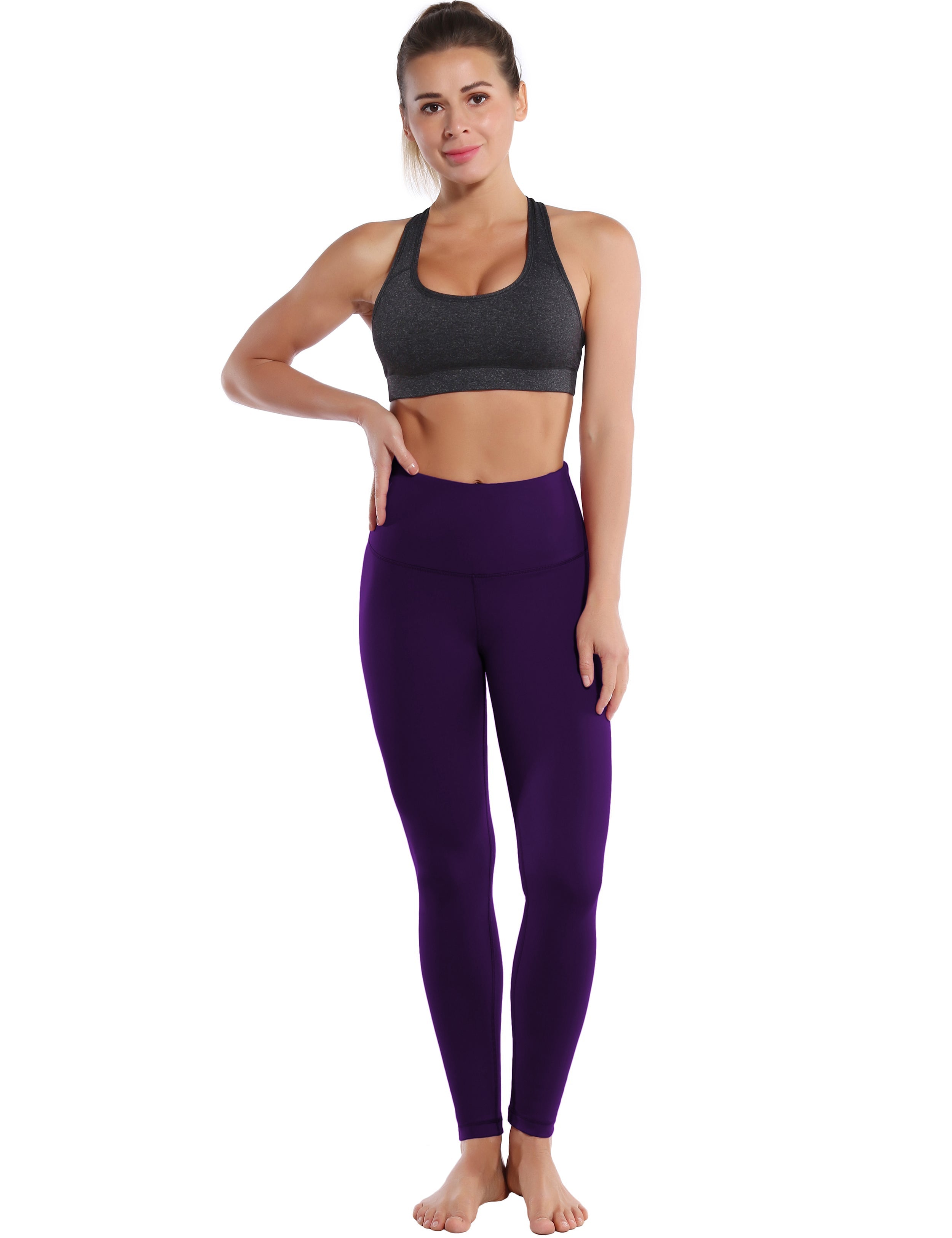 High Waist Tall Size Pants eggplantpurple 75%Nylon/25%Spandex Fabric doesn't attract lint easily 4-way stretch No see-through Moisture-wicking Tummy control Inner pocket Four lengths