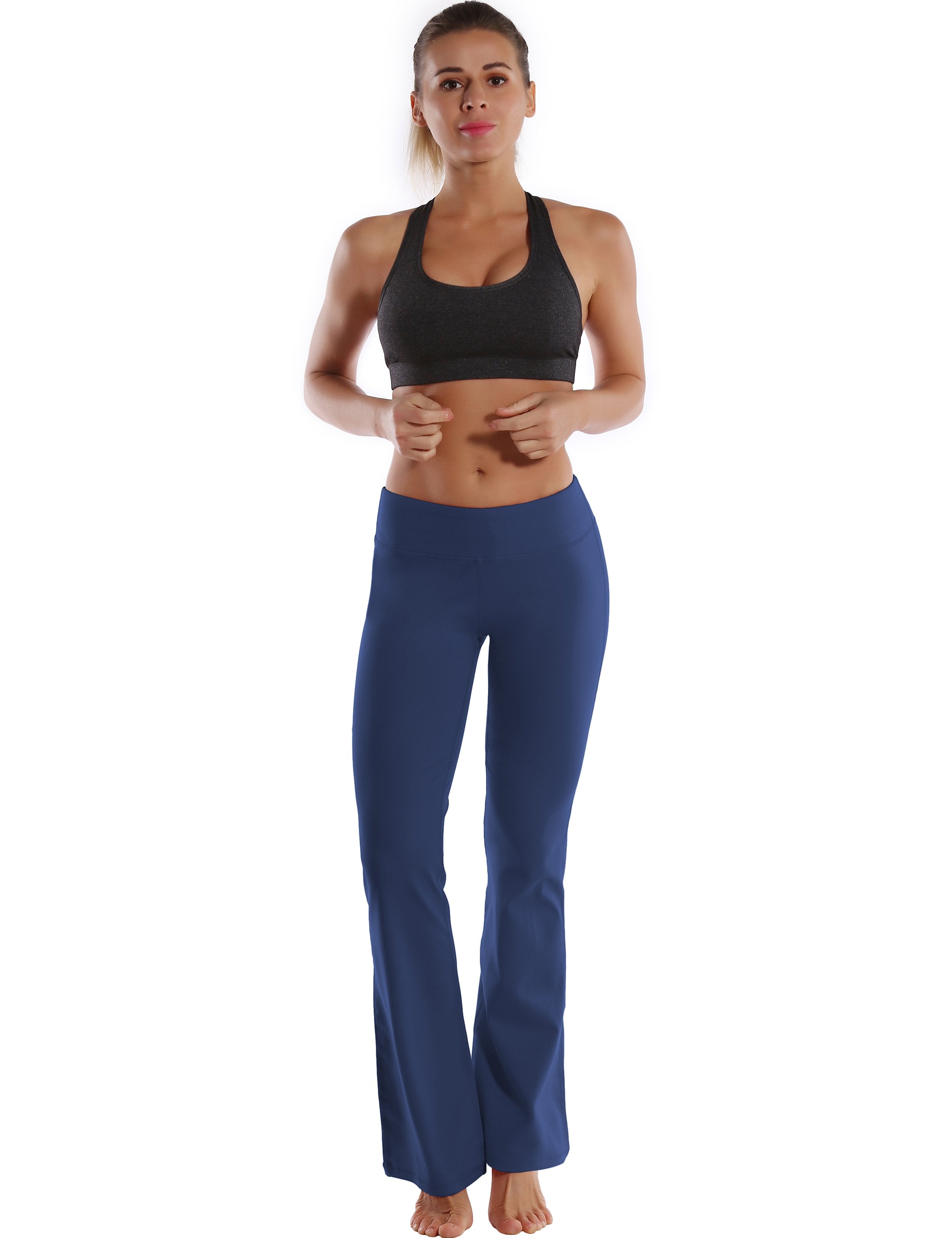 Back Pockets Bootcut Leggings purplishblue 87%Nylon/13%Spandex Fabric doesn't attract lint easily 4-way stretch No see-through Moisture-wicking Inner pocket Four lengths