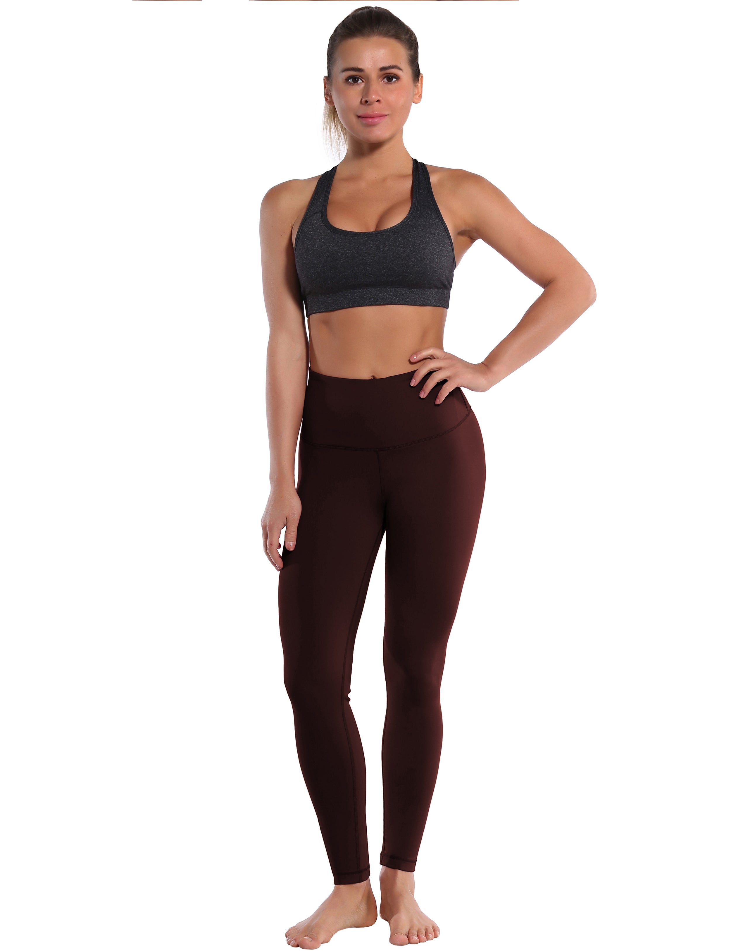 High Waist Tall Size Pants mahoganymaroon 75%Nylon/25%Spandex Fabric doesn't attract lint easily 4-way stretch No see-through Moisture-wicking Tummy control Inner pocket Four lengths