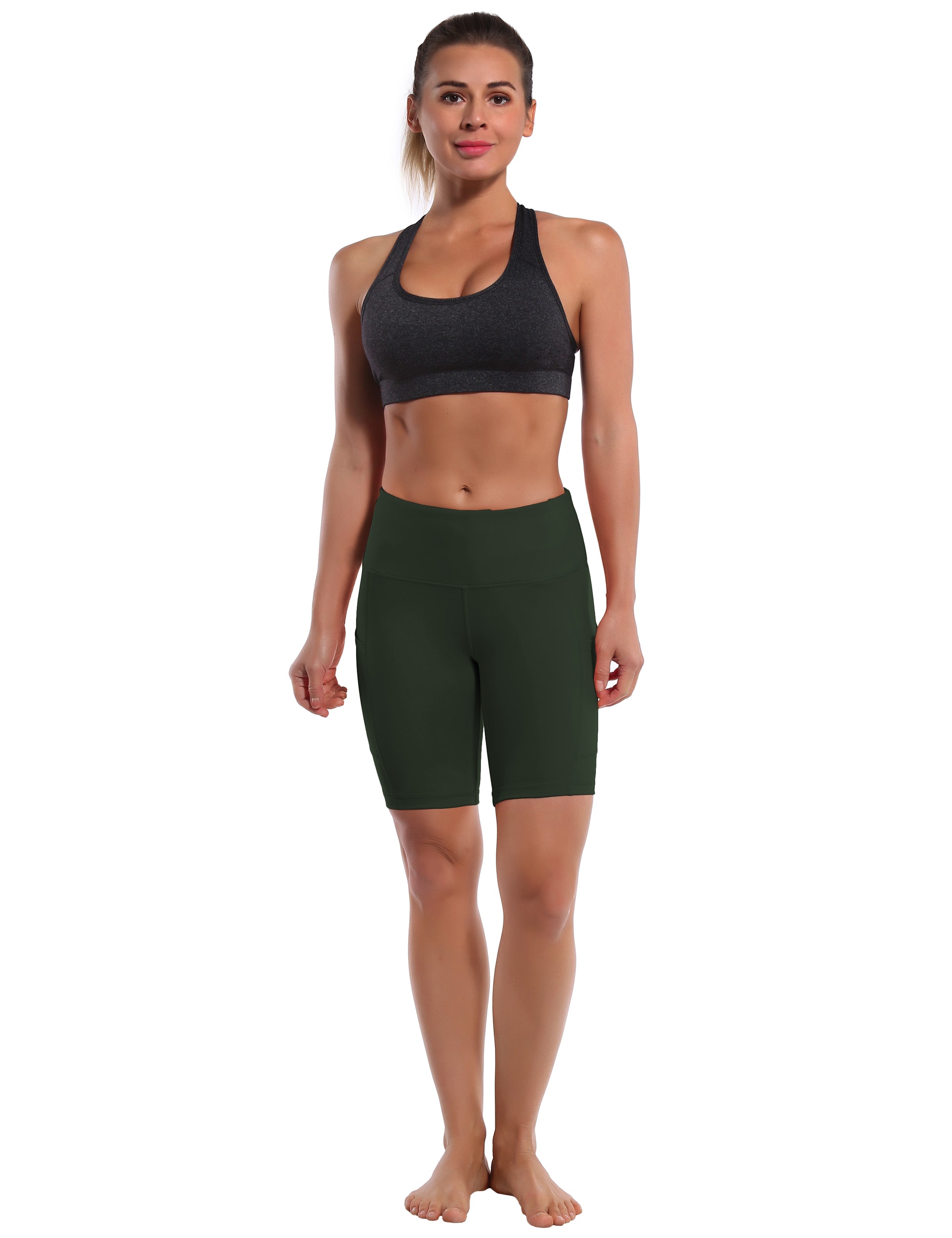 8" Side Pockets Jogging Shorts olivegray Sleek, soft, smooth and totally comfortable: our newest style is here. Softest-ever fabric High elasticity High density 4-way stretch Fabric doesn't attract lint easily No see-through Moisture-wicking Machine wash 75% Nylon, 25% Spandex