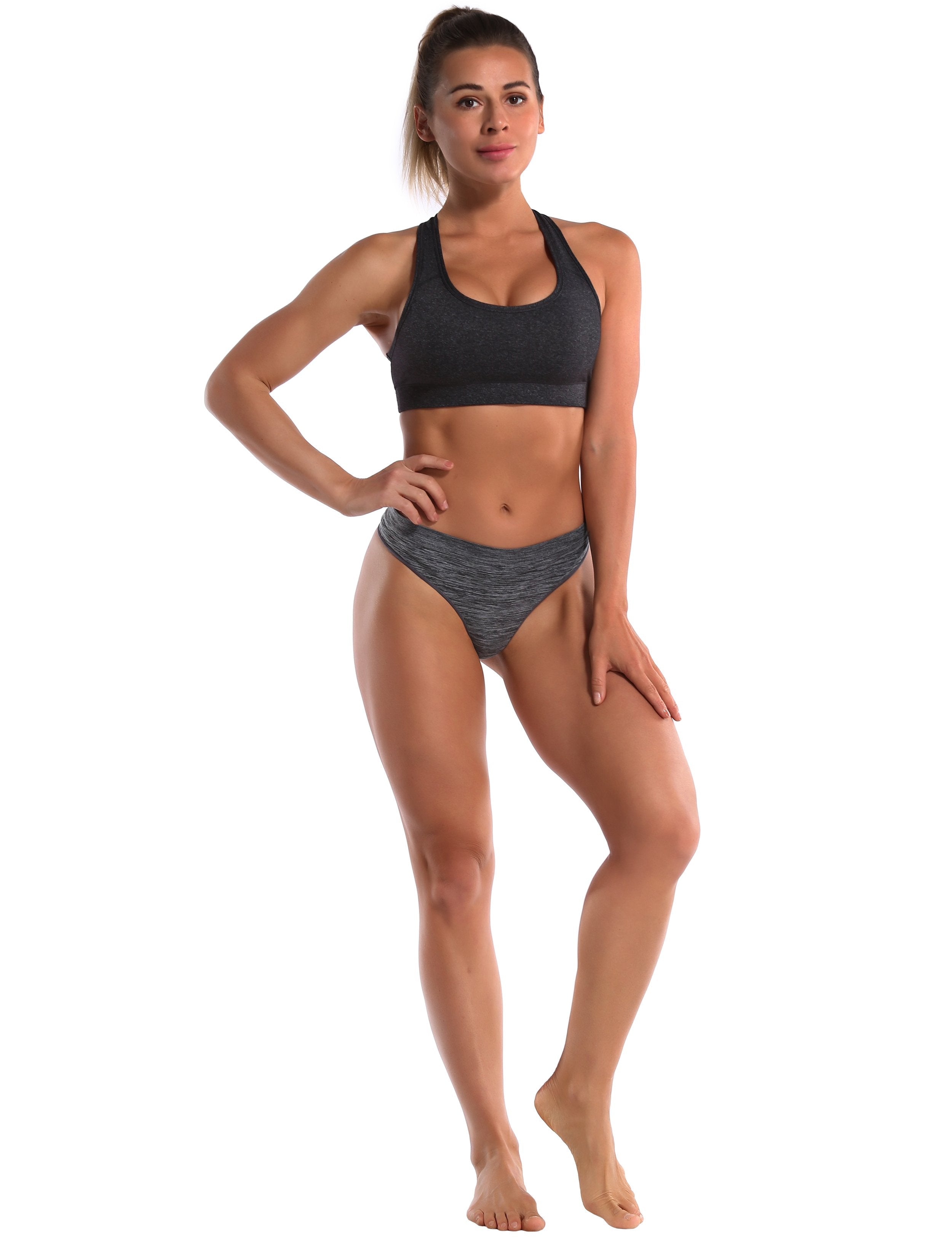Seamless Low rise Sports Thongs heathercharcoal ins