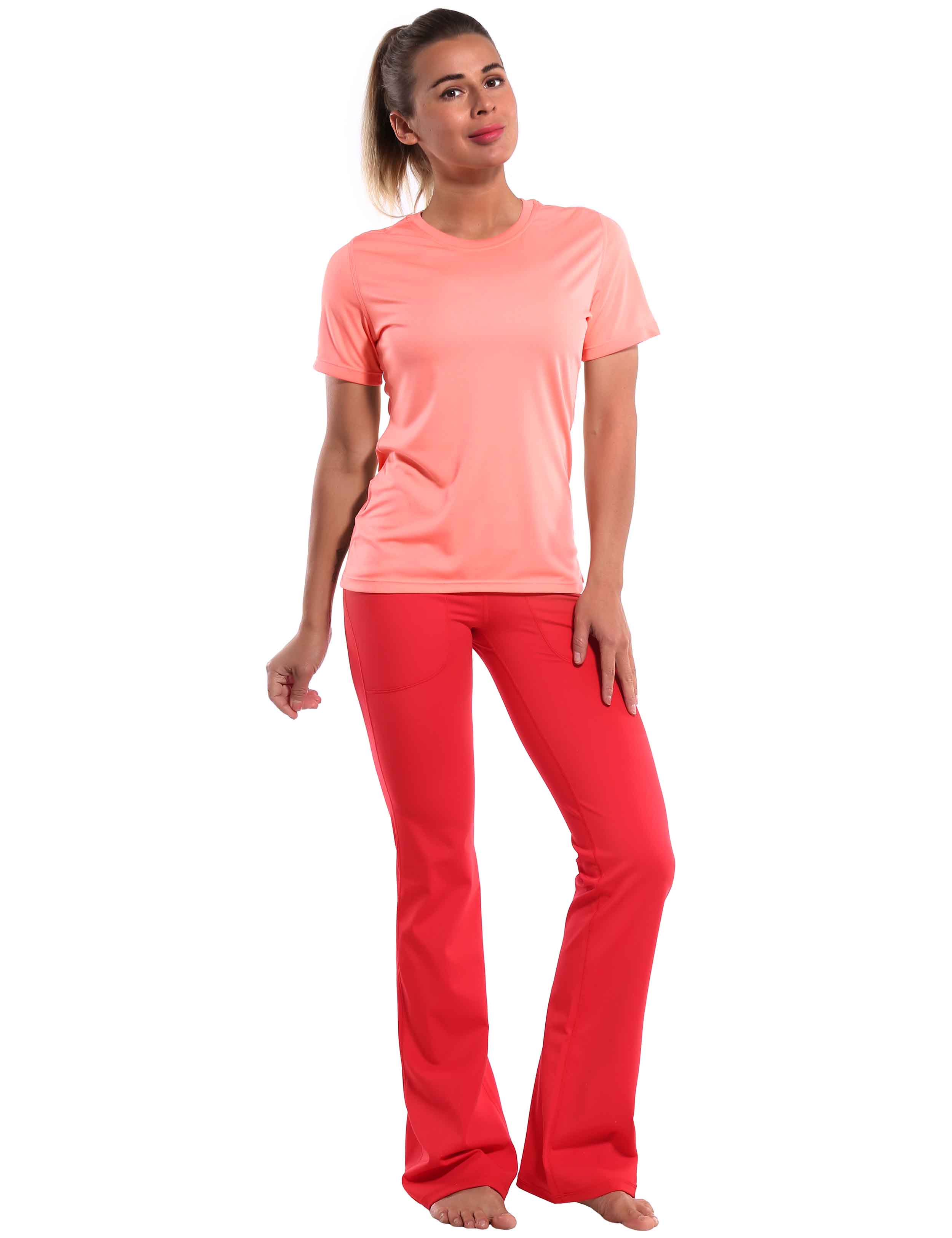 Short Sleeve Athletic Shirts coral_yoga