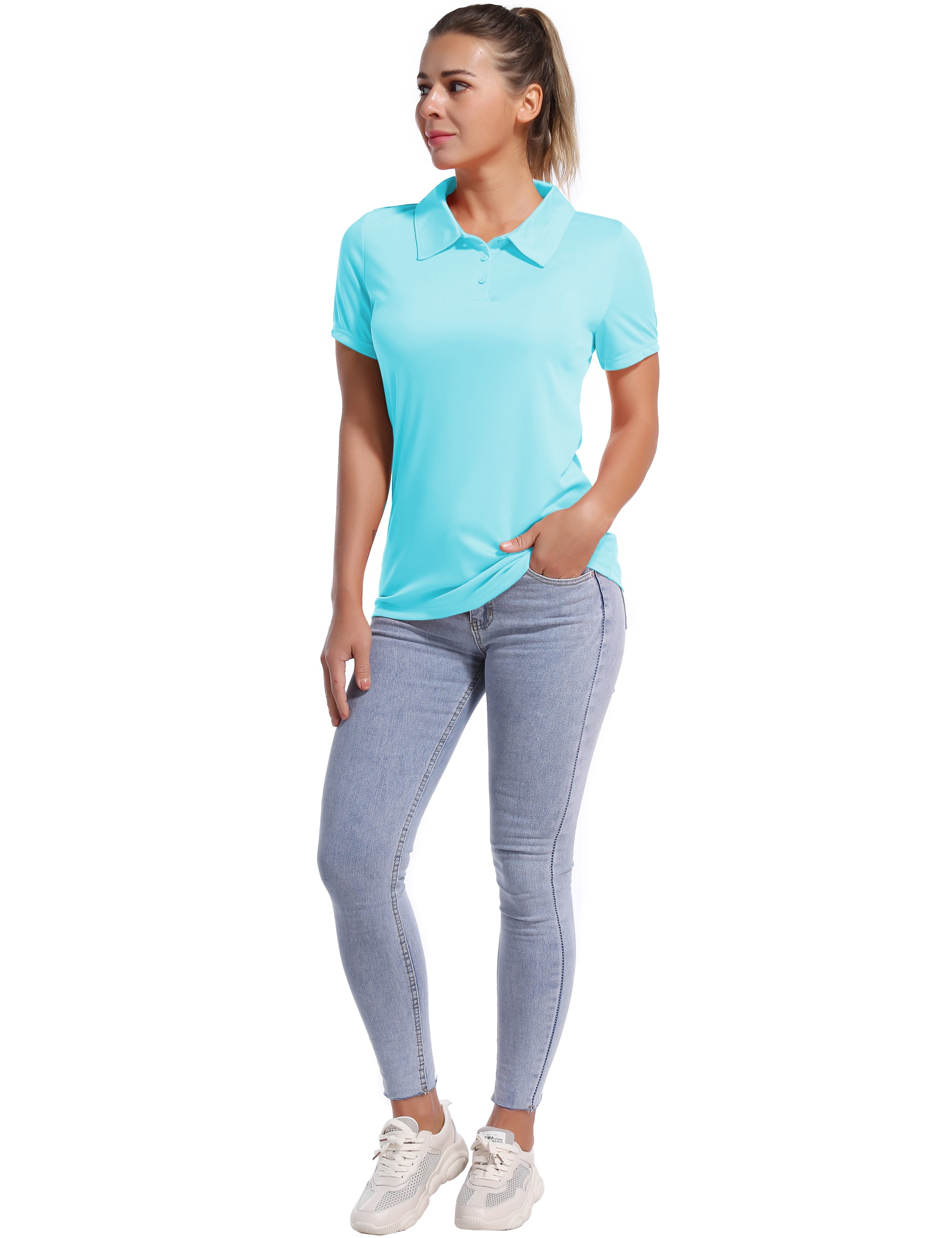 Short Sleeve Slim Fit Polo Shirt blue_Pilates