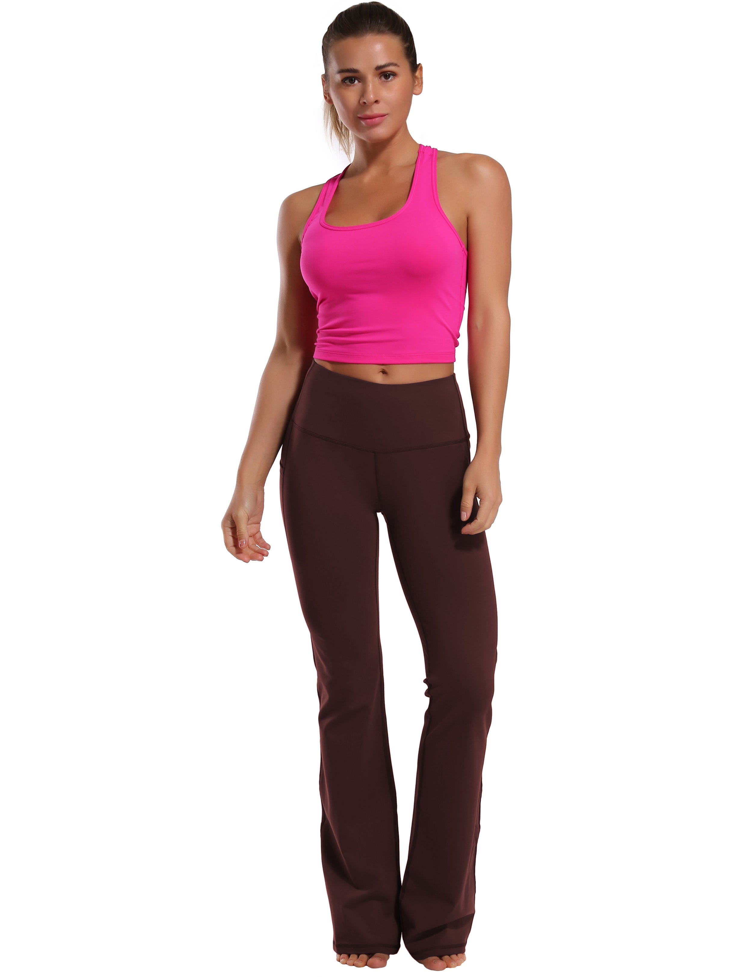 139 Side Pockets Bootcut Leggings mahoganymaroon 87%Nylon/13%Spandex Fabric doesn't attract lint easily 4-way stretch No see-through Moisture-wicking Tummy control Inner pocket Four lengths