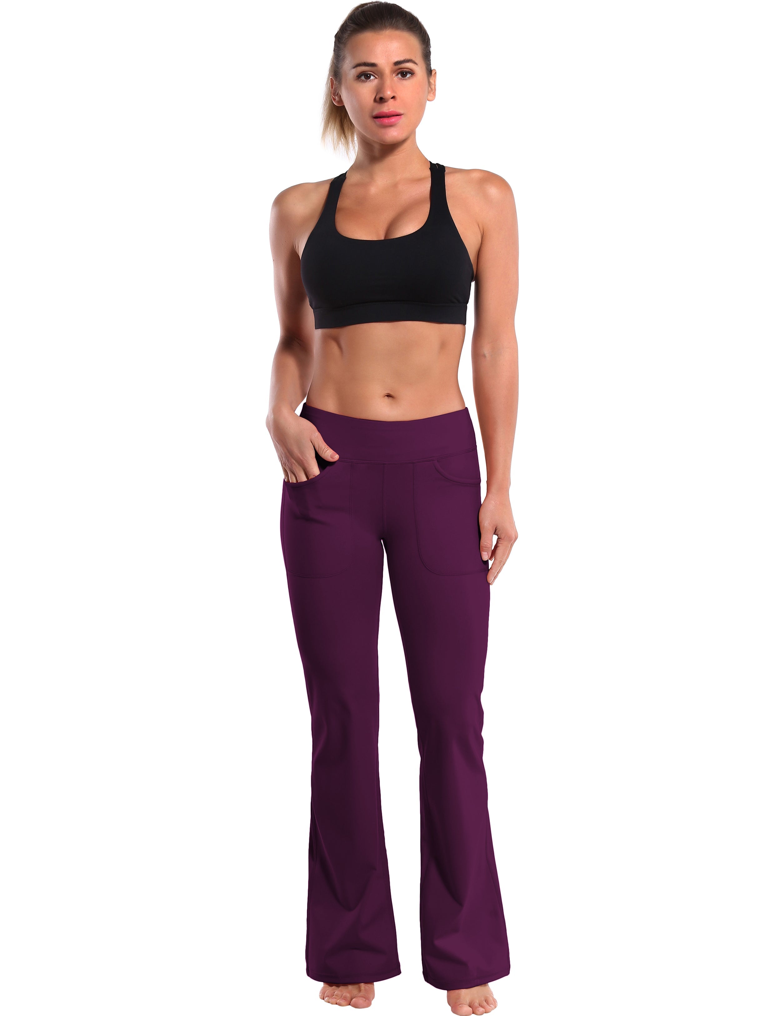 4 Pockets Bootcut Leggings grapevine 75%Nylon/25%Spandex Fabric doesn't attract lint easily 4-way stretch No see-through Moisture-wicking Inner pocket Four lengths