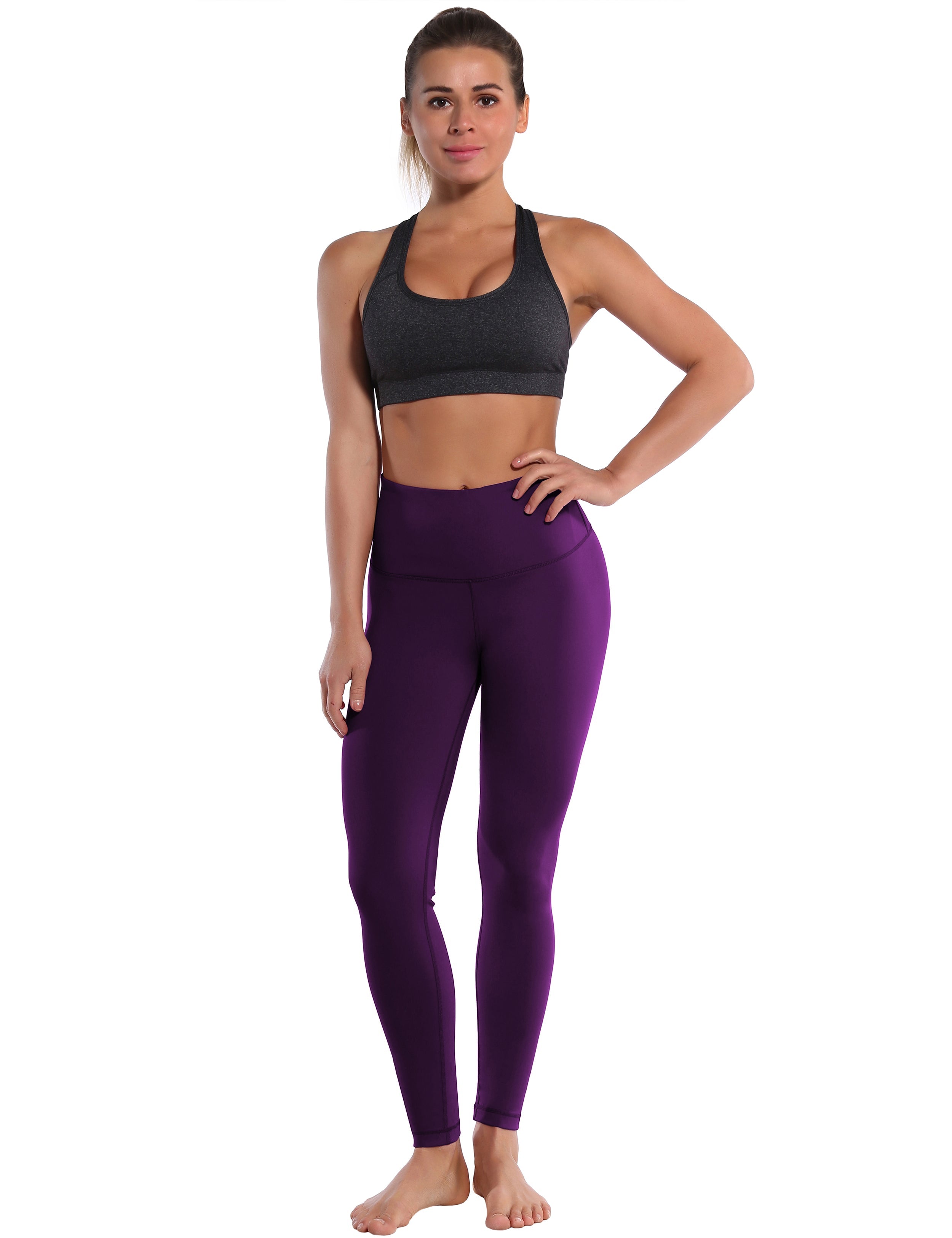 High Waist Tall Size Pants plum 75%Nylon/25%Spandex Fabric doesn't attract lint easily 4-way stretch No see-through Moisture-wicking Tummy control Inner pocket Four lengths