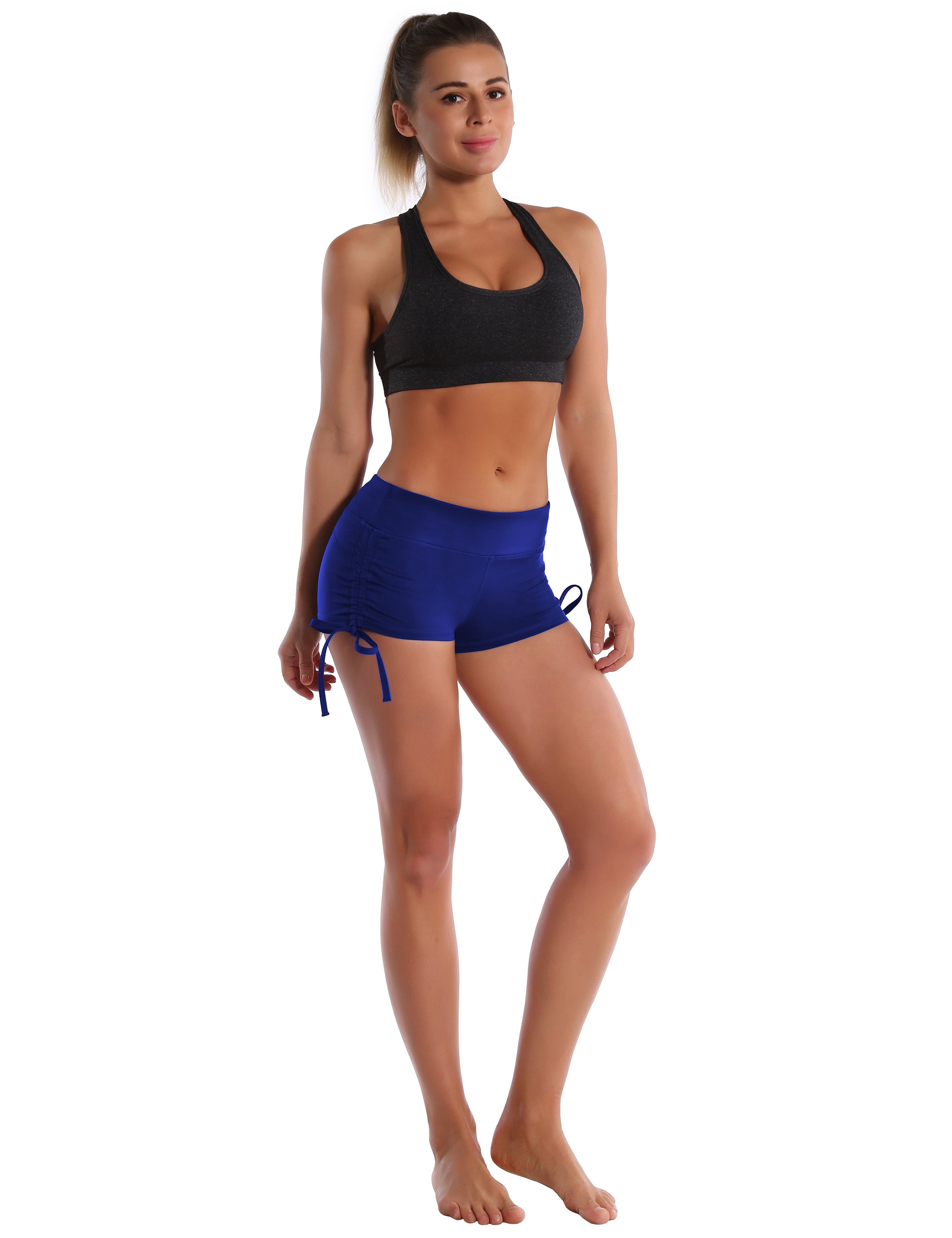 Side Drawstring Hot Shorts navy_Pilates