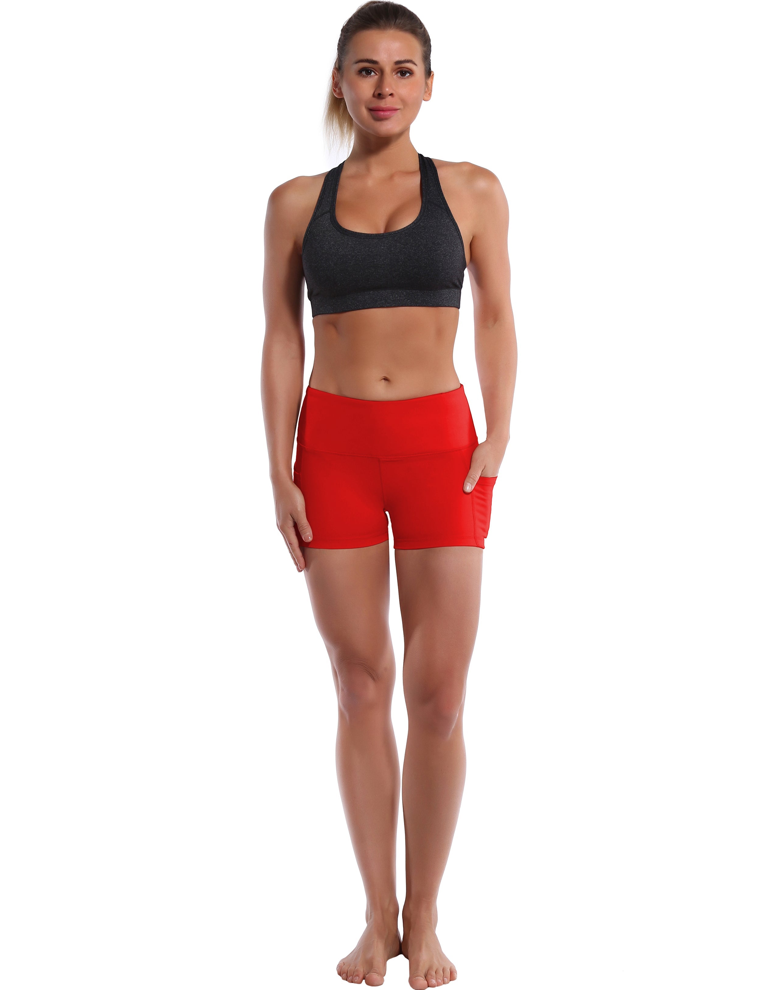 2.5" Side Pockets Golf Shorts scarlet Sleek, soft, smooth and totally comfortable: our newest sexy style is here. Softest-ever fabric High elasticity High density 4-way stretch Fabric doesn't attract lint easily No see-through Moisture-wicking Machine wash 78% Polyester, 22% Spandex