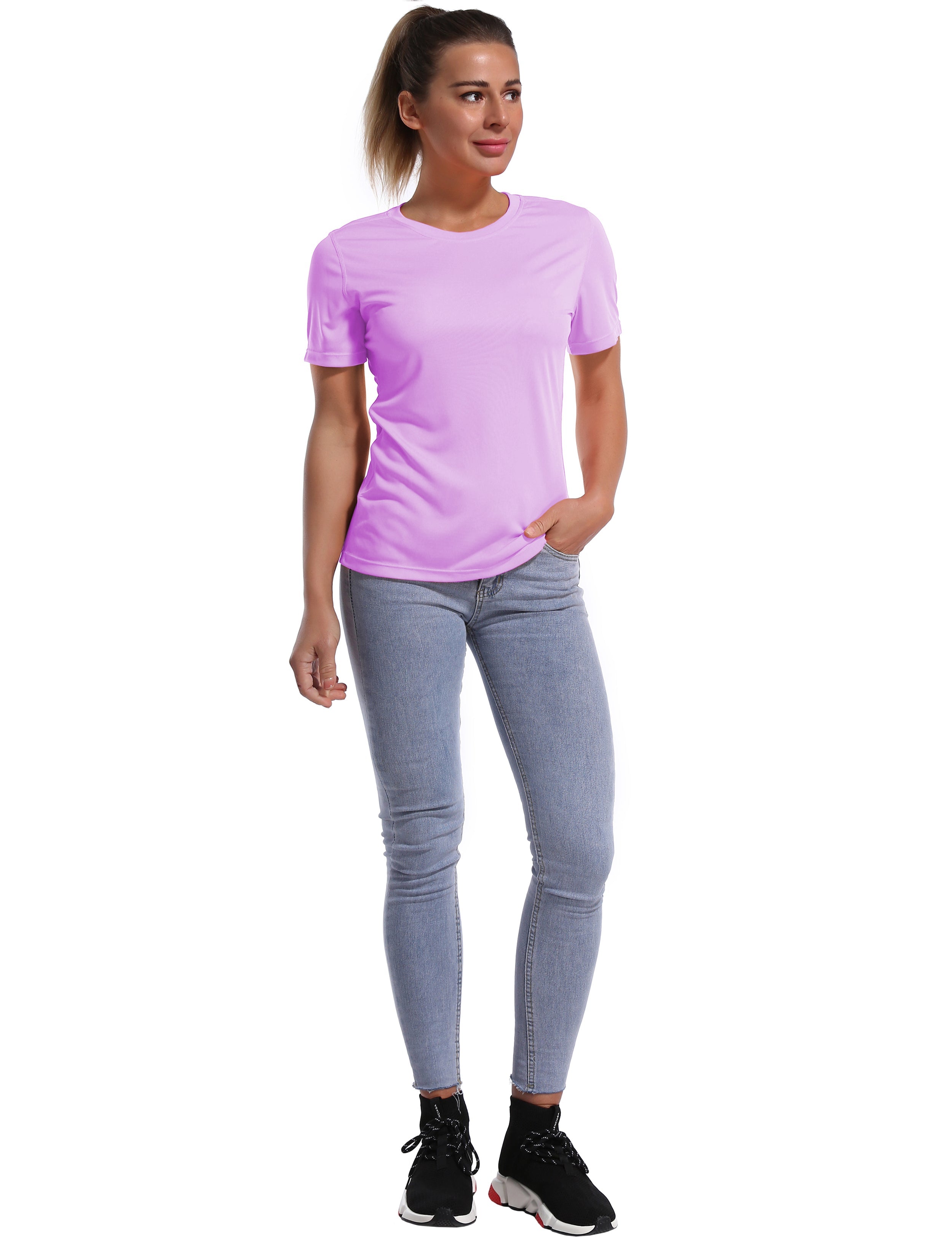 Short Sleeve Athletic Shirts purple_yoga