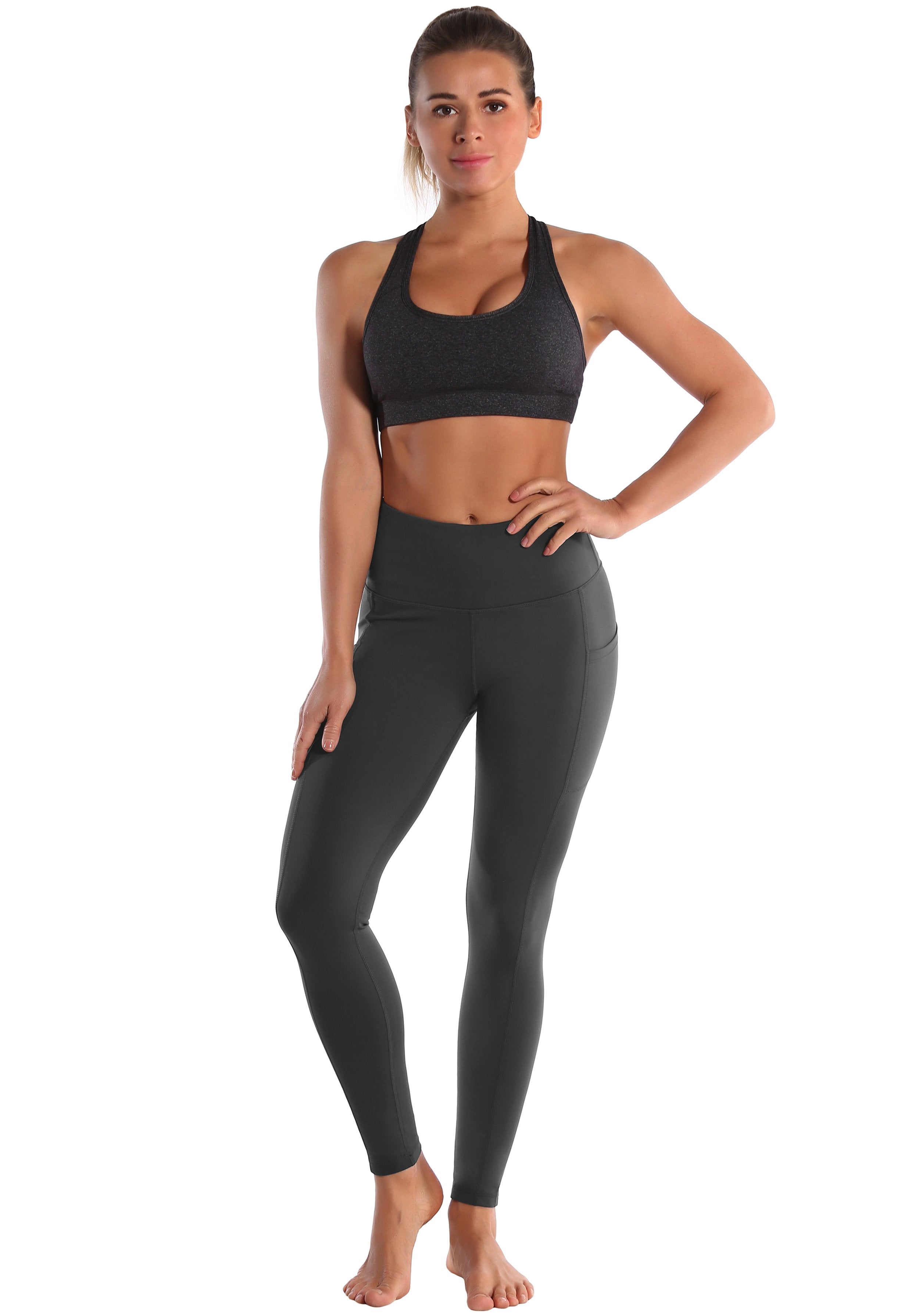 Hip Line Side Pockets Jogging Pants shadowcharcoal Sexy Hip Line Side Pockets 75%Nylon/25%Spandex Fabric doesn't attract lint easily 4-way stretch No see-through Moisture-wicking Tummy control Inner pocket Two lengths